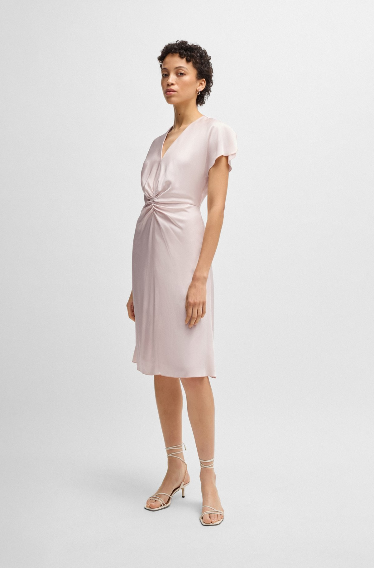 V-NECK DRESS WITH GATHERED WAISTBAND - 3