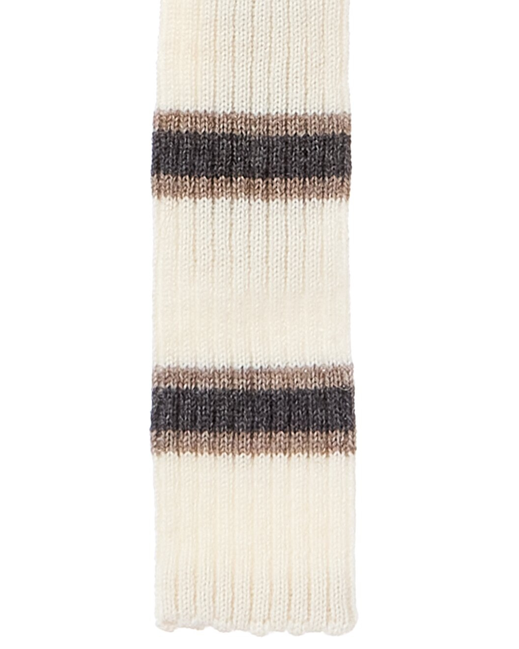 Brunello Cucinelli White Stripe Alpaca & Wool-Blend Tie - 2