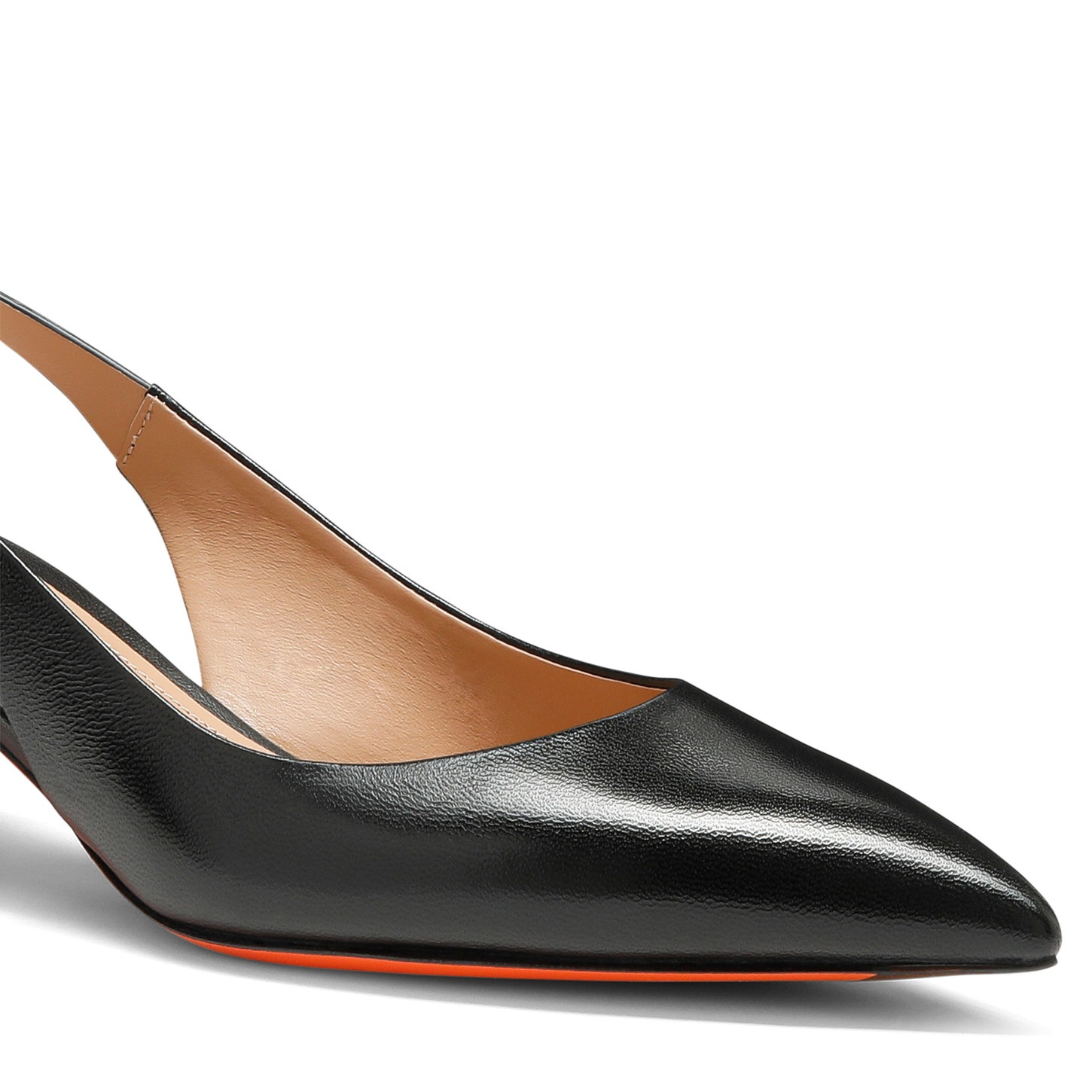 Women's black leather mid-heel slingback - 6
