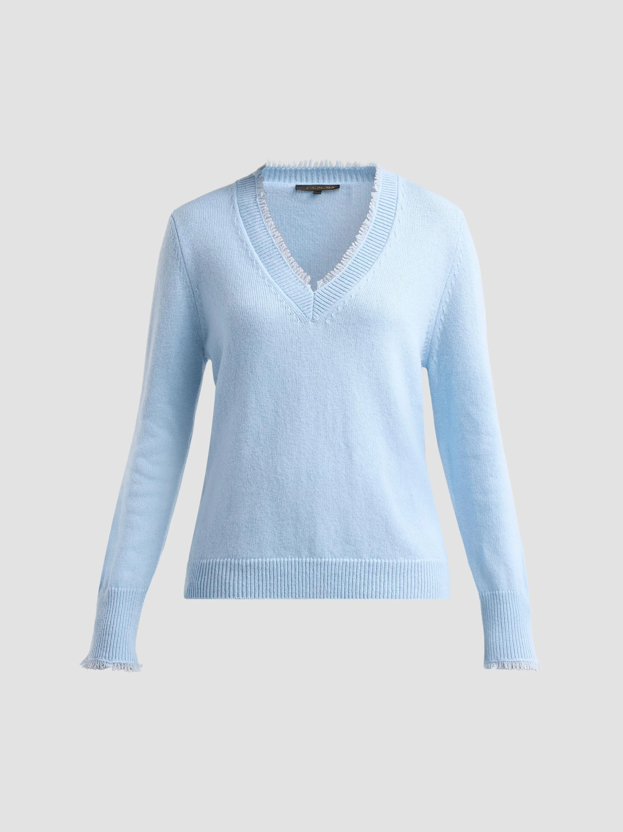 Women's Dora Fringe-Trim Merino Wool Sweater - Frost - 1