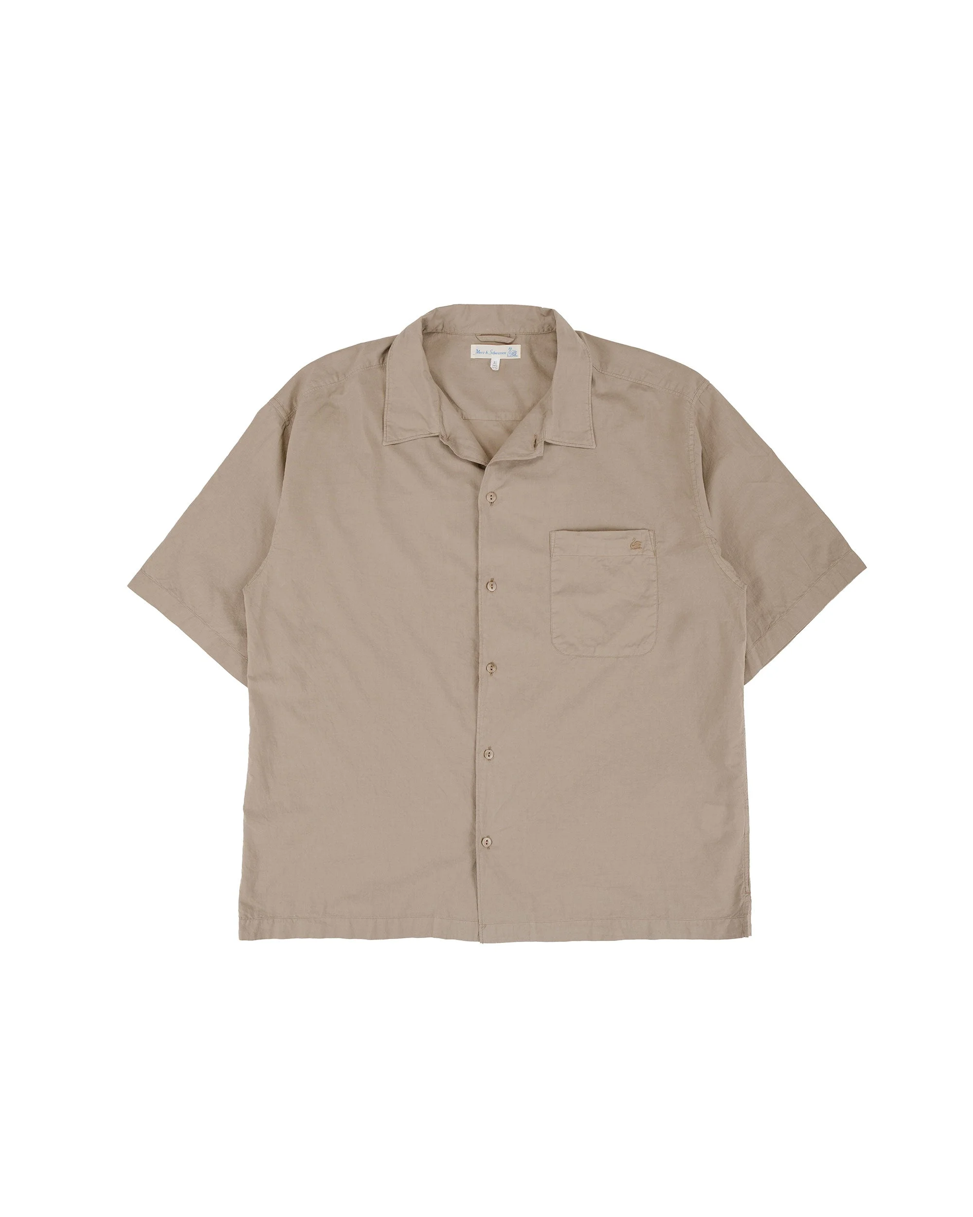 SHIRT09LP Unisex Short Sleeve Cotton Poplin Shirt Faded Grain - 1