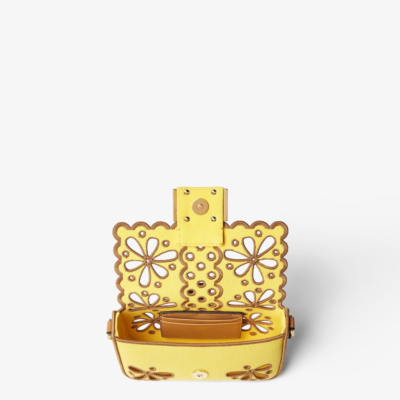 Baguette® Mini Broom yellow canvas Floral À Jour bag 5