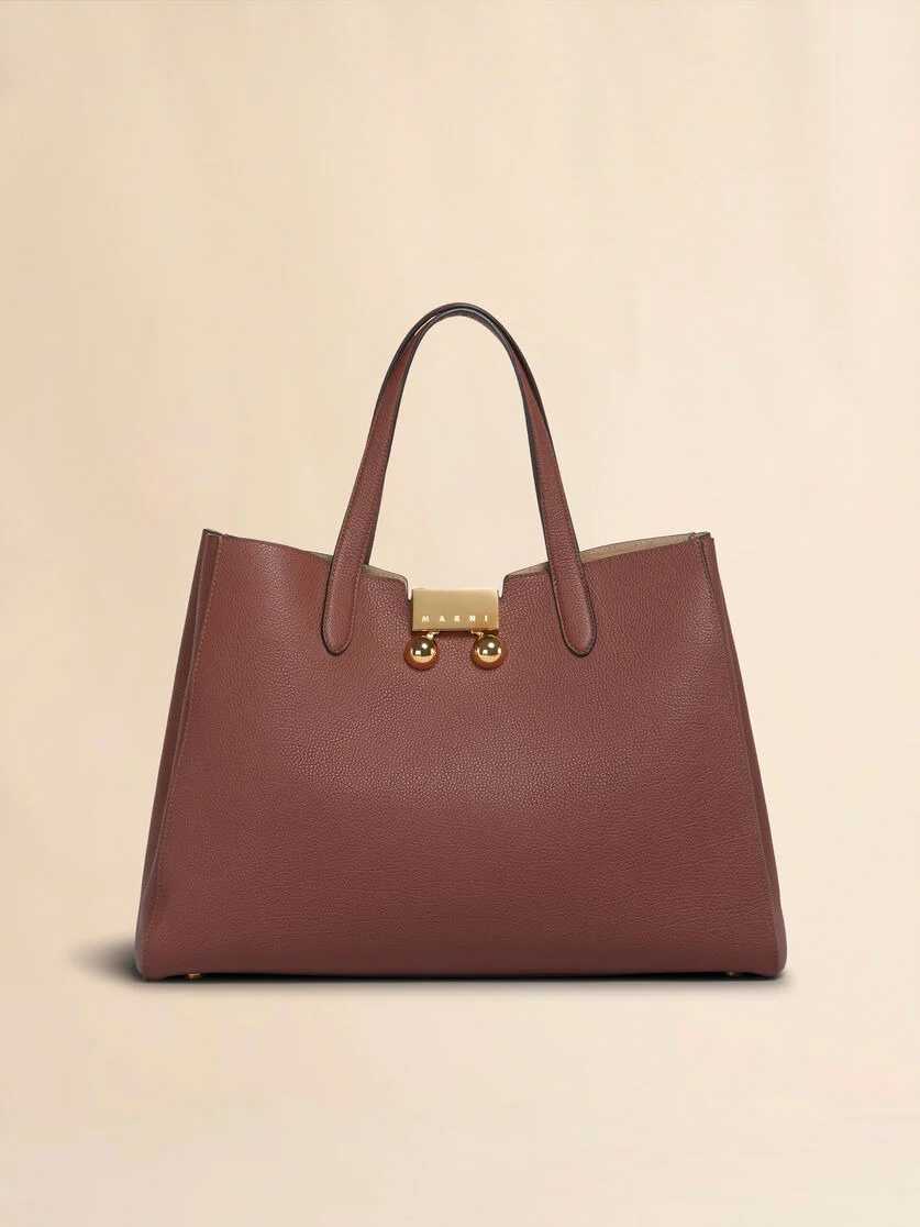 BRICK RED LEATHER TRUNKAROO TOTE MEDIUM HANDBAG - 1