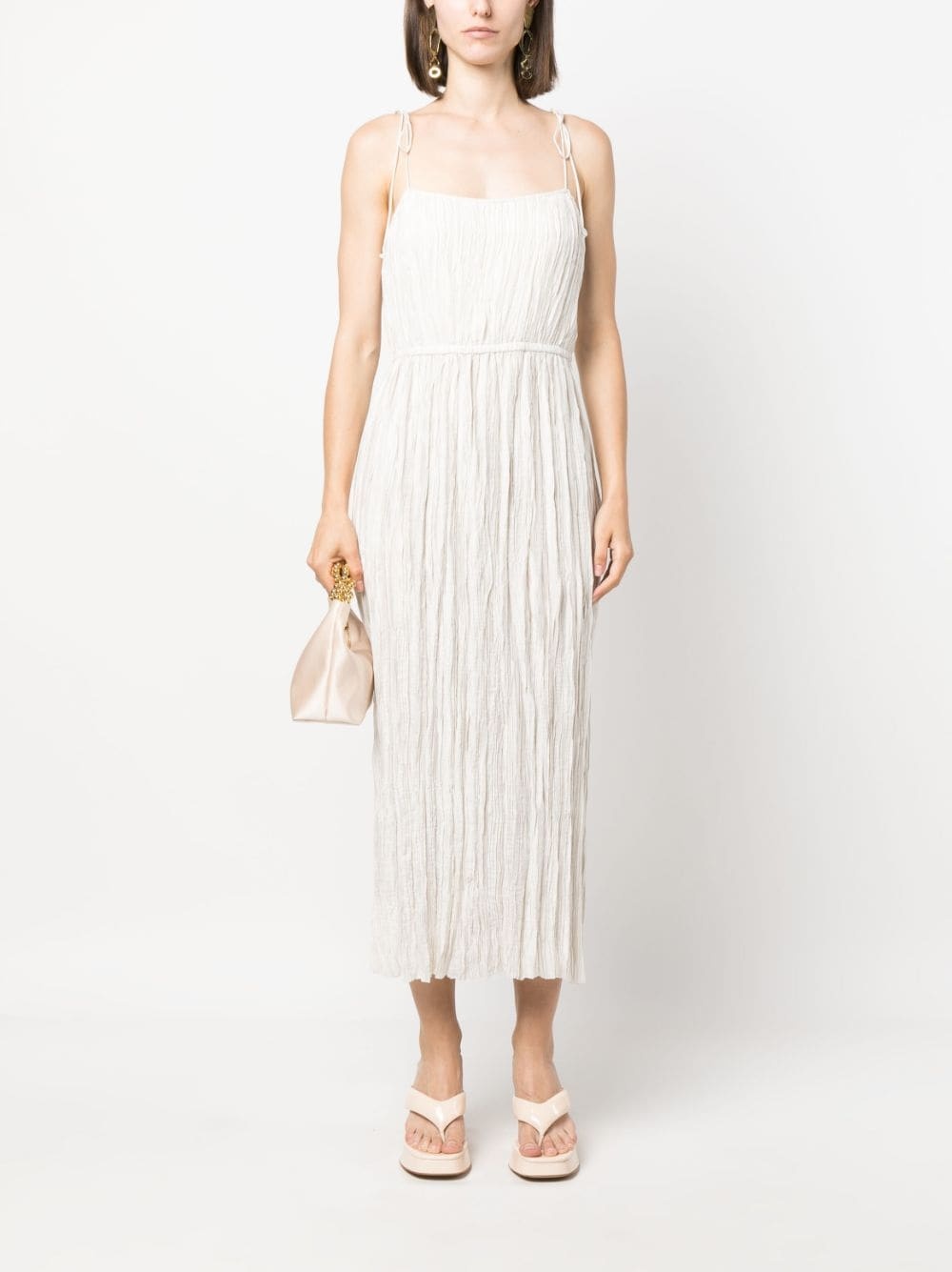 ruched tie-strap maxi dress - 2