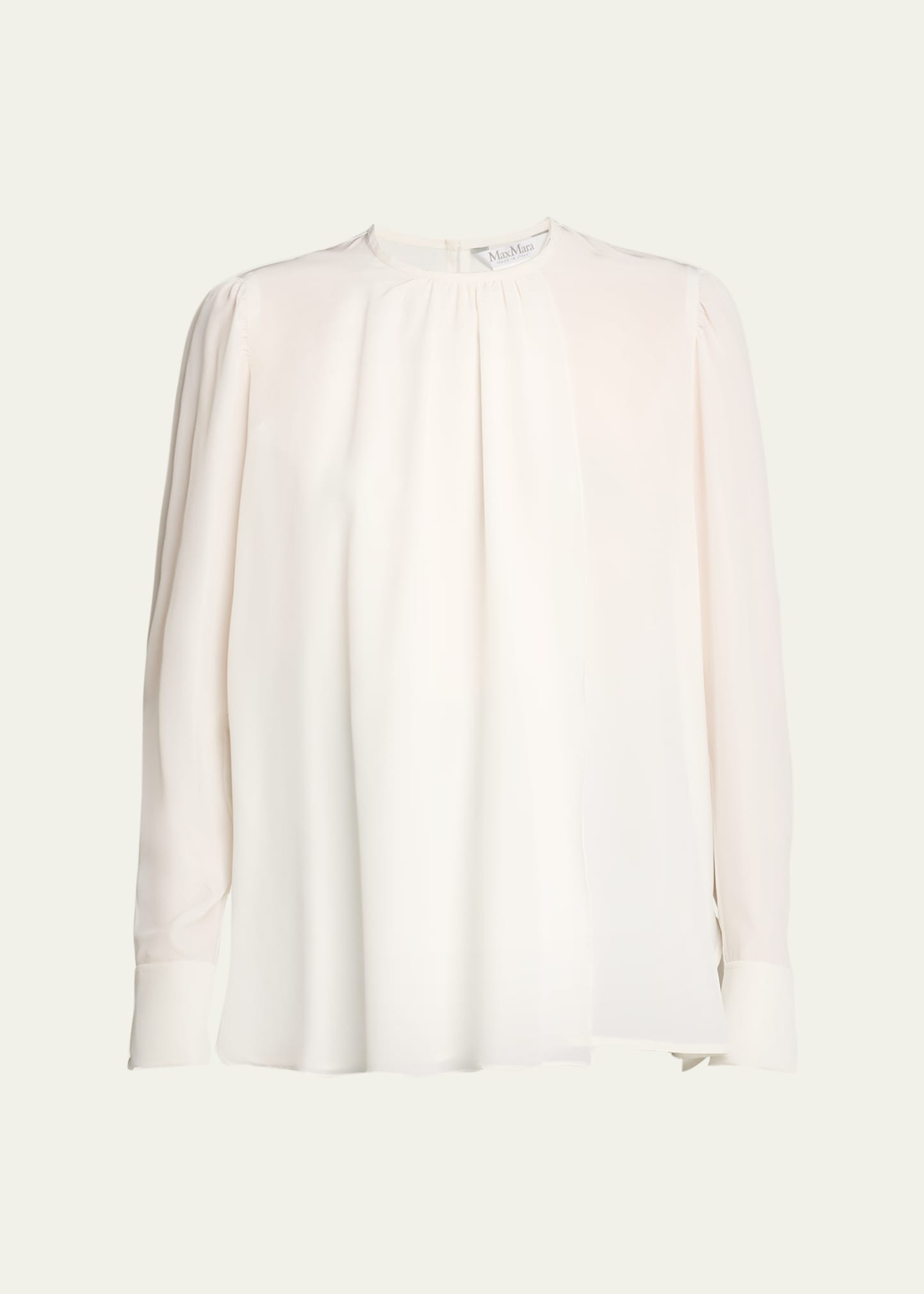 Carol Gathered Embellished-Cuff Silk Blouse - 1