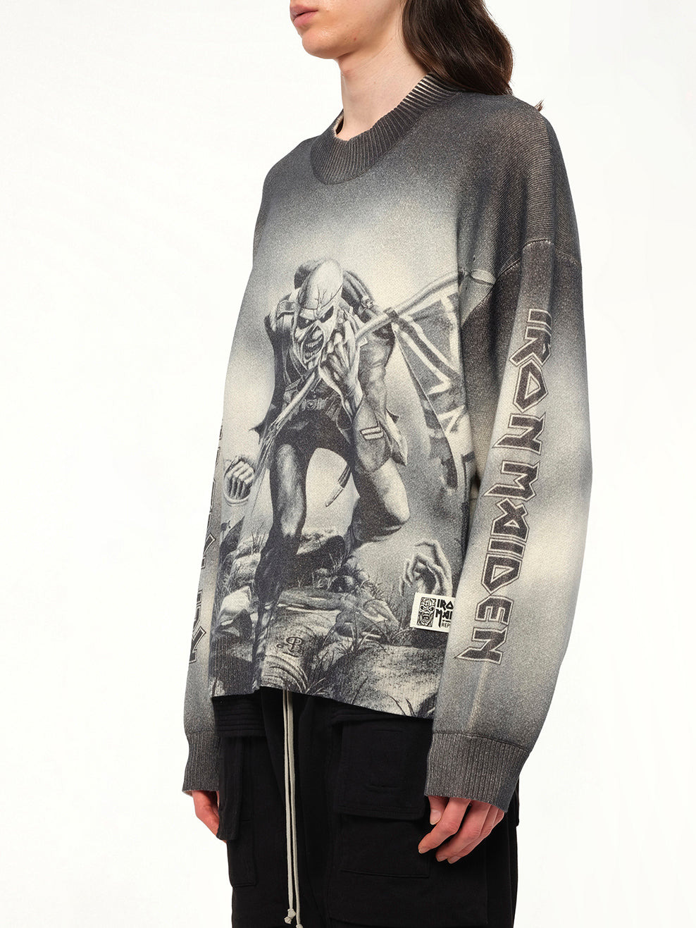Iron Maiden Trooper Knit Sweater in Sunfade Grey - 3