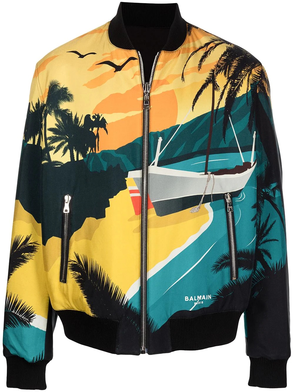 reversible tropical print bomber jacket - 1