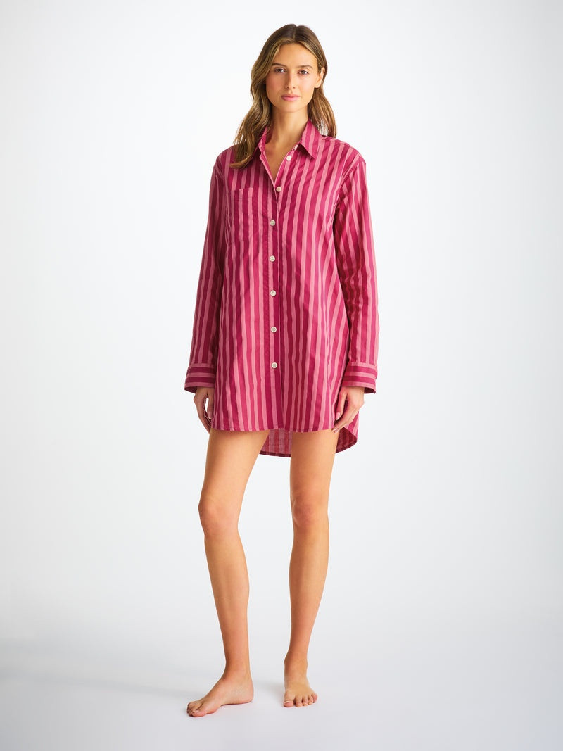Derek Rose Women's Nightshirt Capri 25 Cotton Batiste Pink outlook