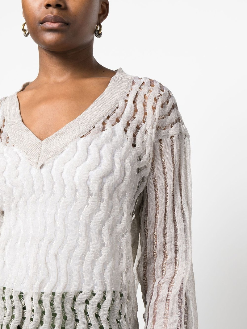 open-knit V-neck jumper 5