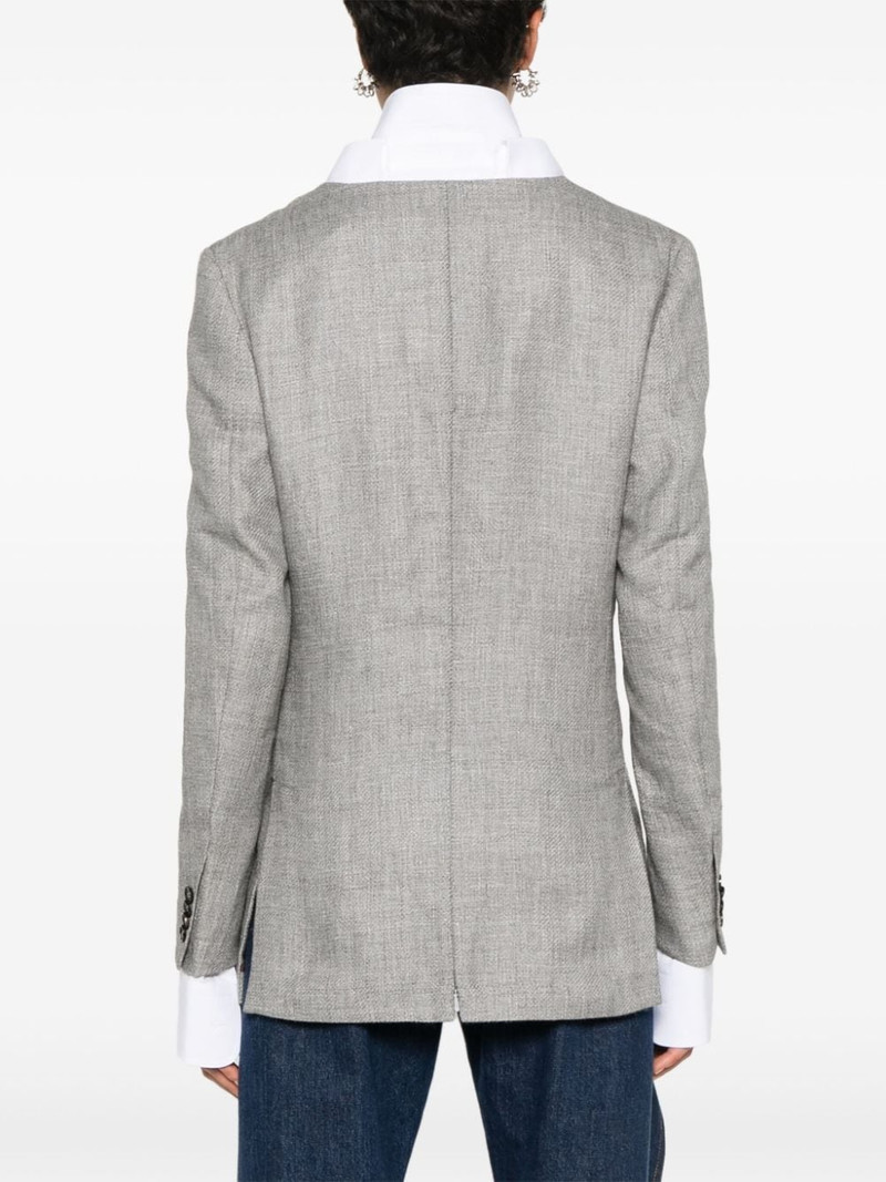 collarless V-neck blazer 4