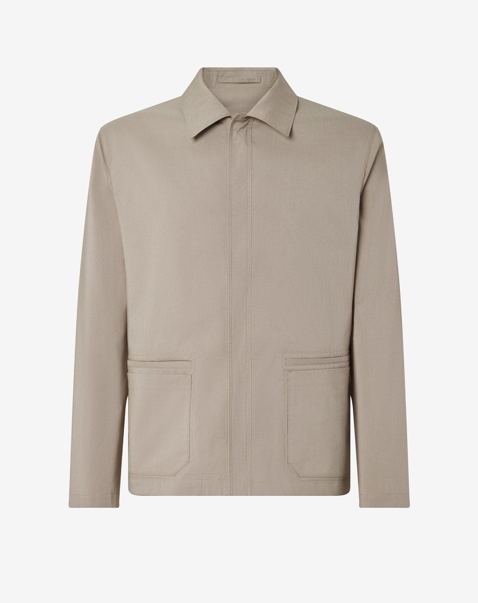 Beige technical silk and cotton overshirt - 1