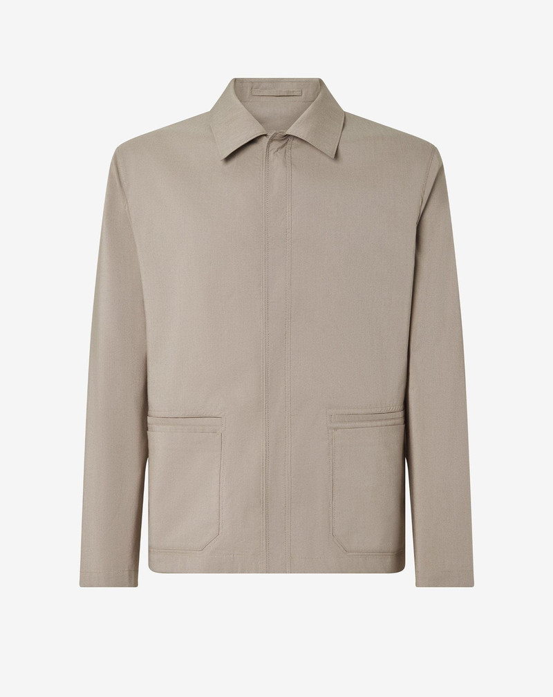 Beige technical silk and cotton overshirt 1