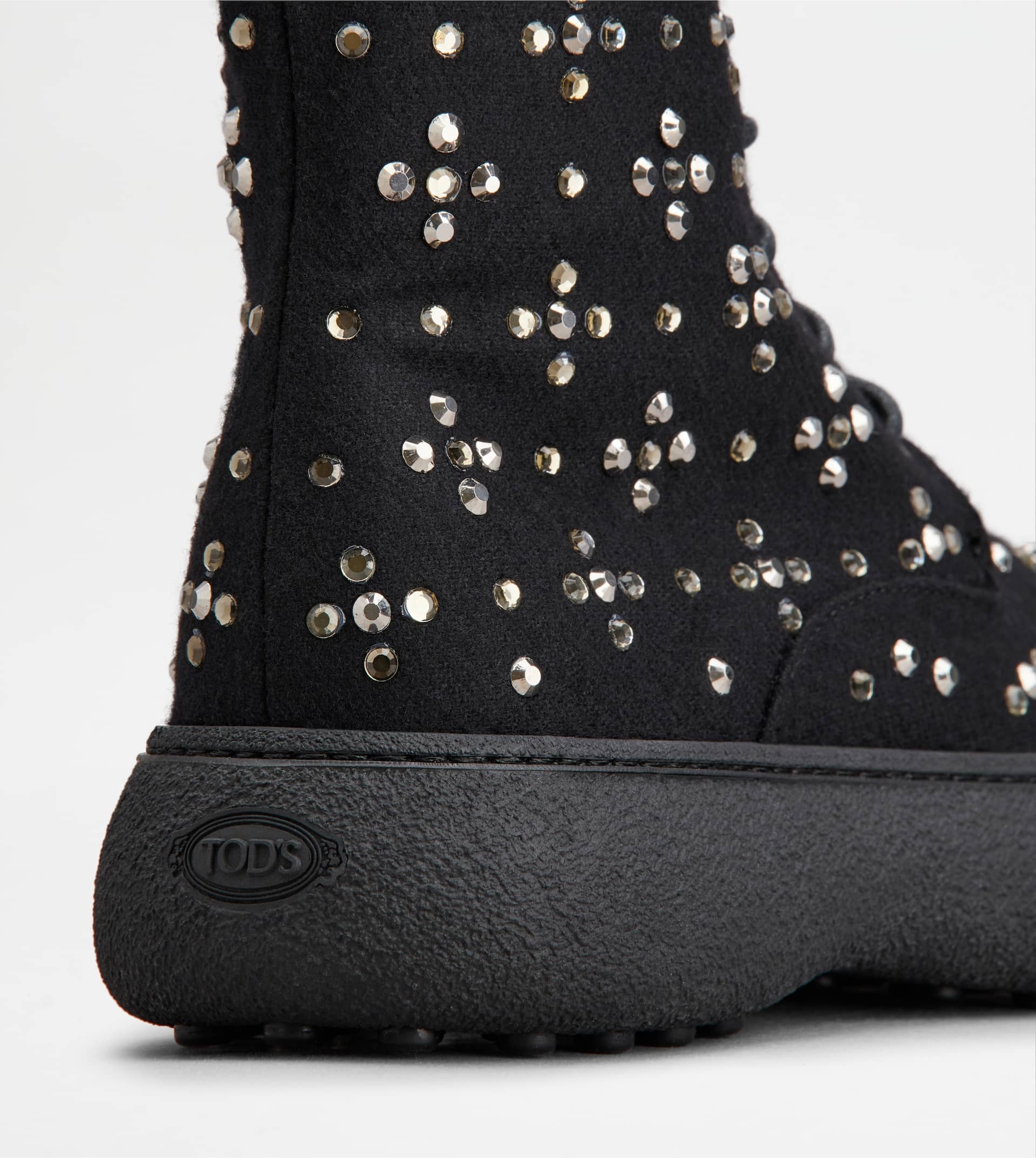 TOD'S W. G. LACE-UP ANKLE BOOTS IN FABRIC - BLACK - 5