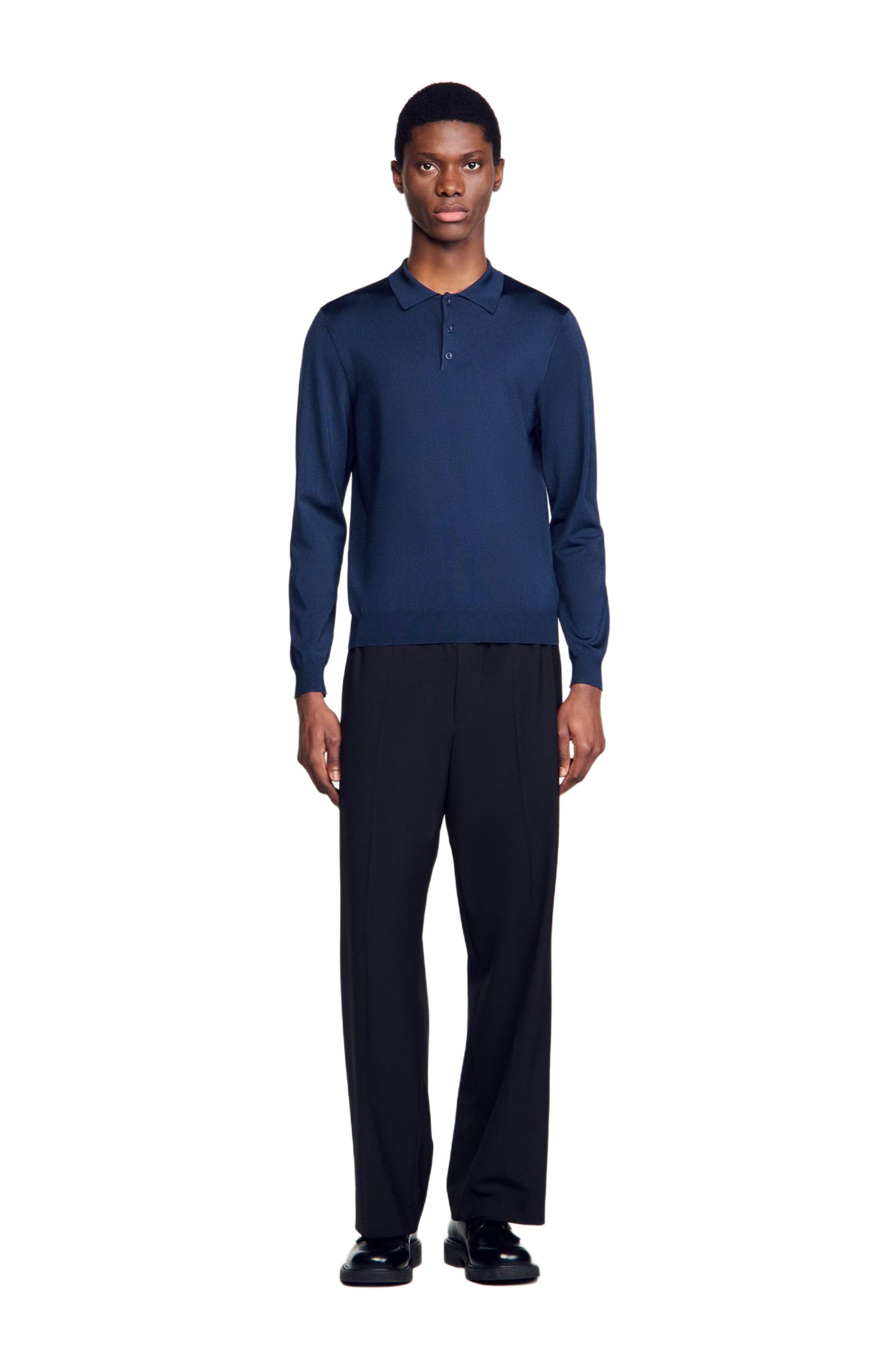 SANDRO Ribbed polo shirt in Royal Blue at Nordstrom - 1