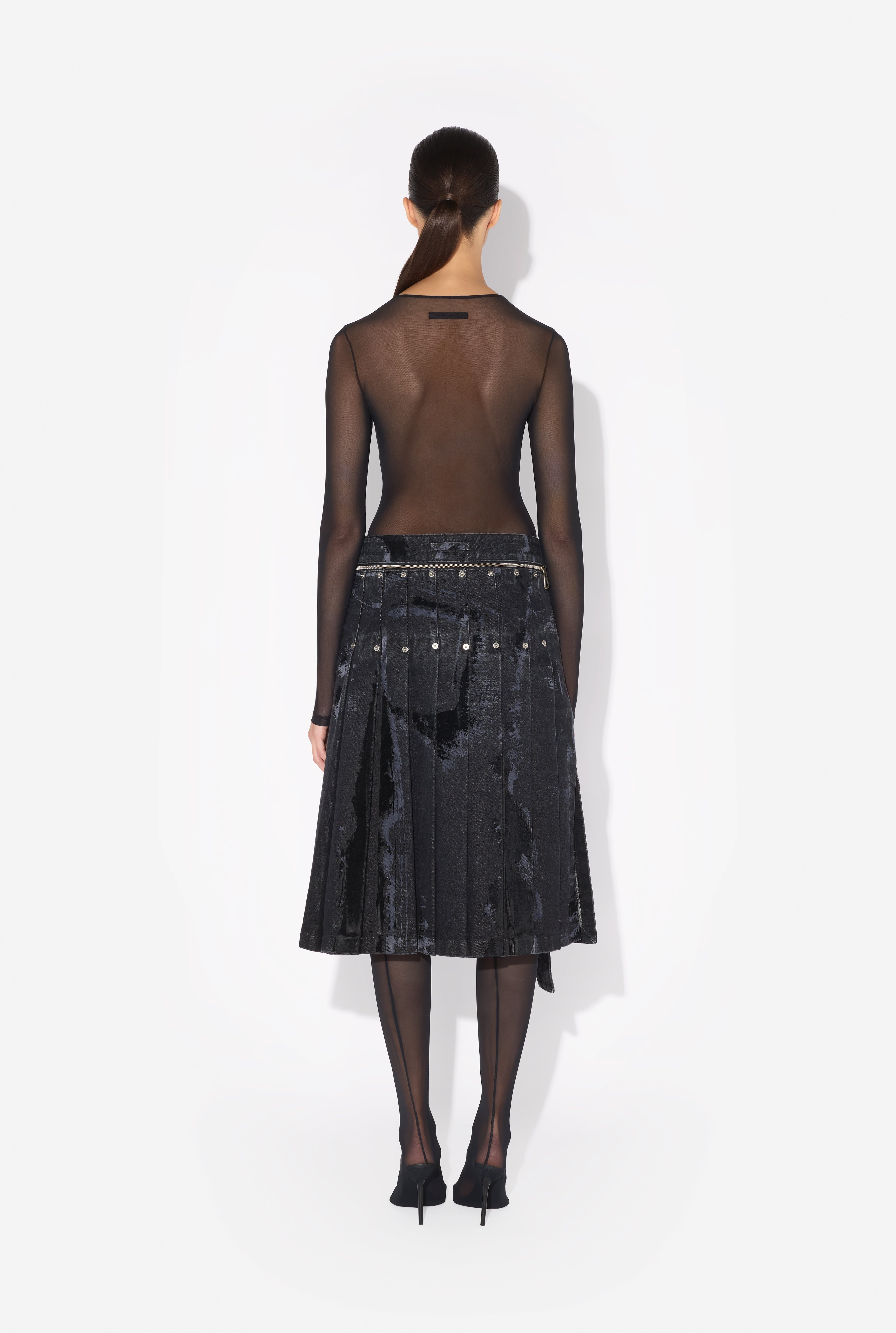 THE FLOCKED DENIM KILT - 2