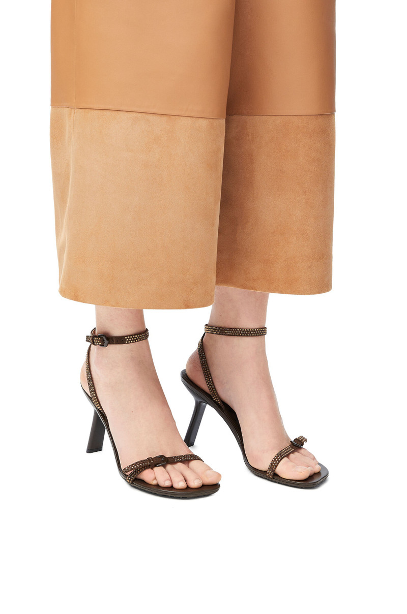 Loewe Petal sandal in suede and allover strass outlook