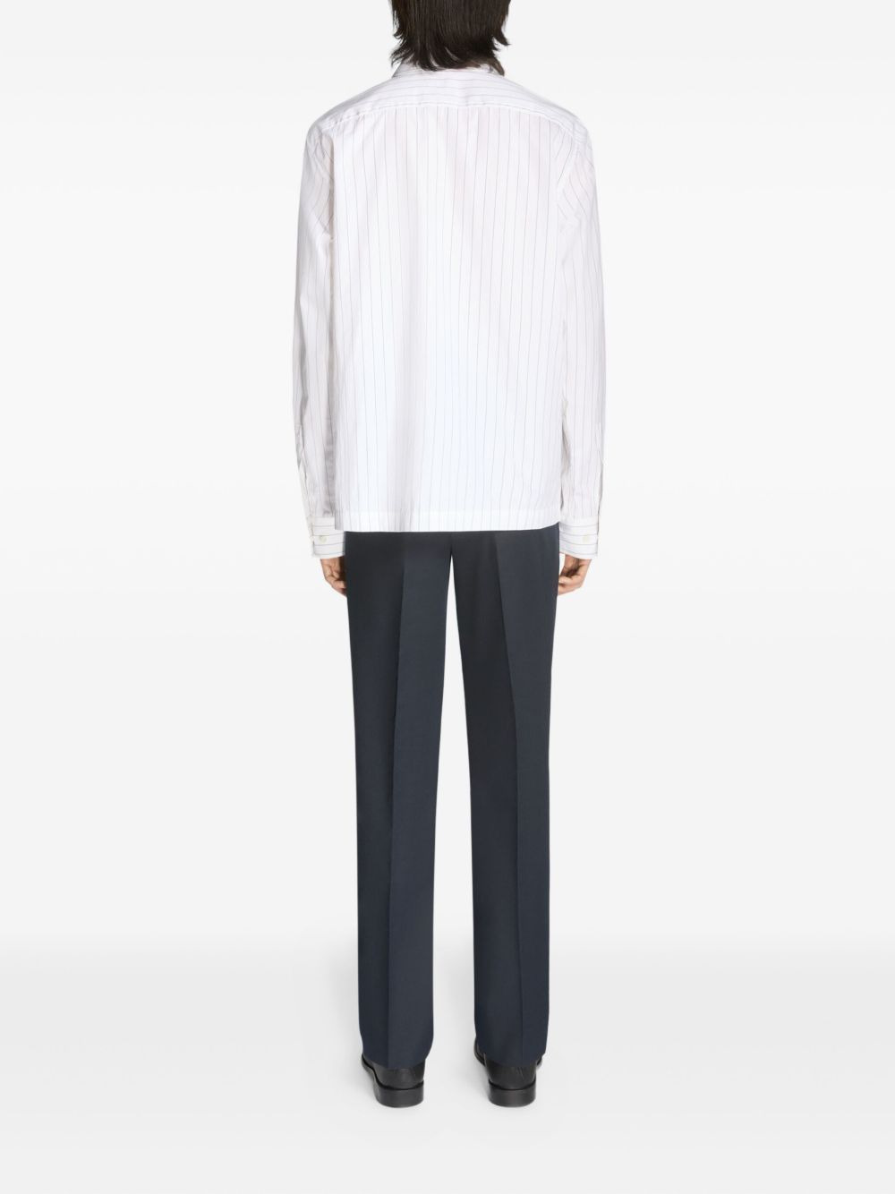 cotton-blend straight-leg trousers - 4