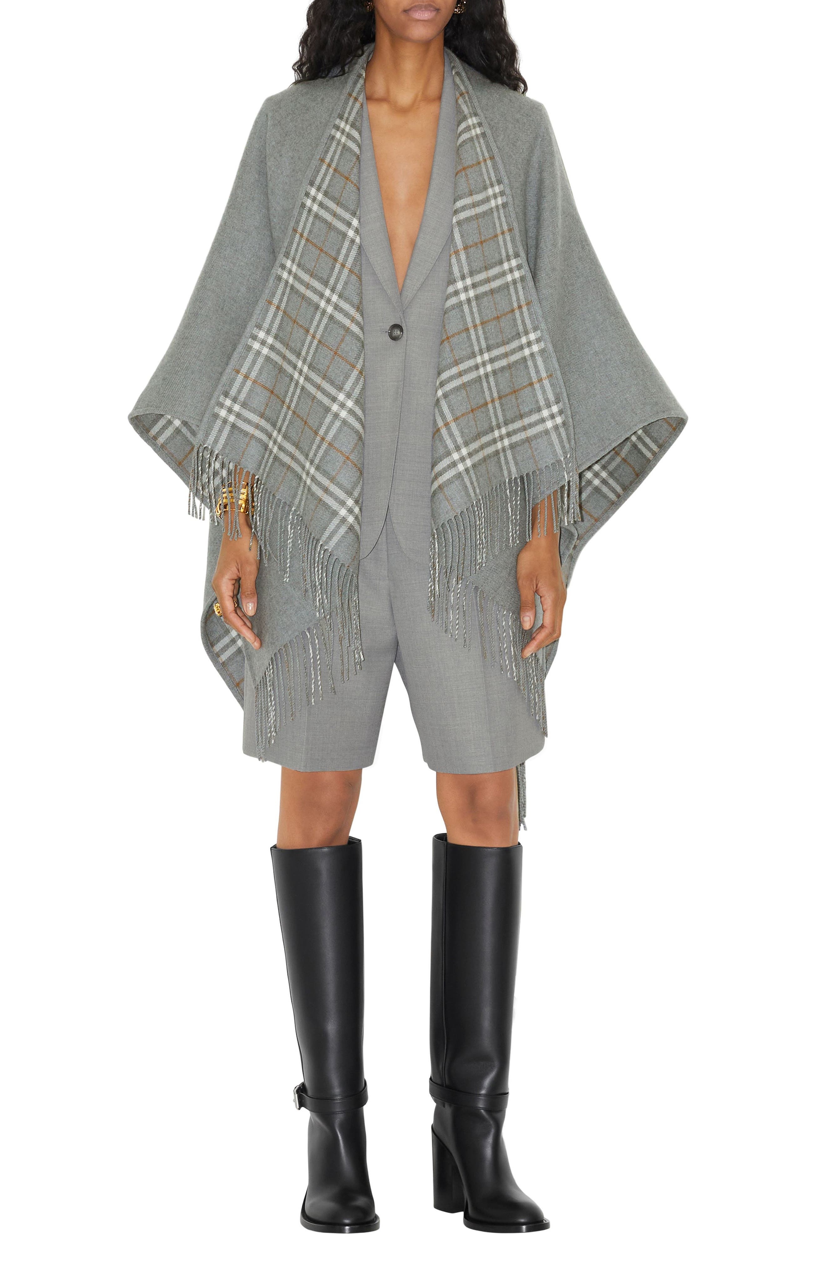 Vintage Check Wool Cape - 5