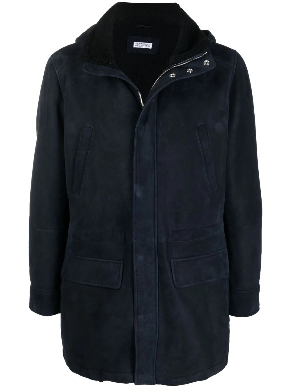 suede hooded coat - 1