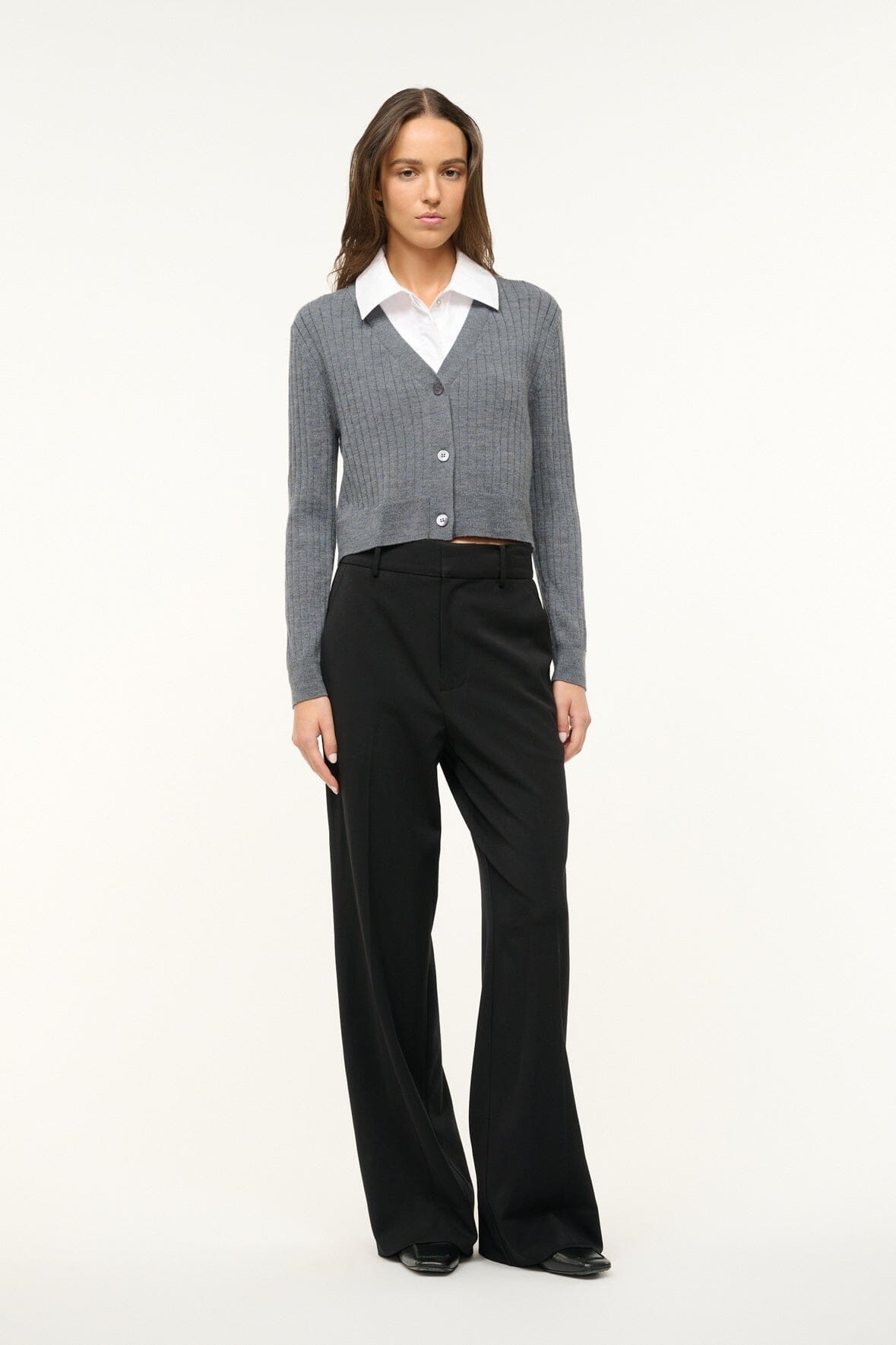STAUD WALLIS SWEATER CHARCOAL WHITE - 3