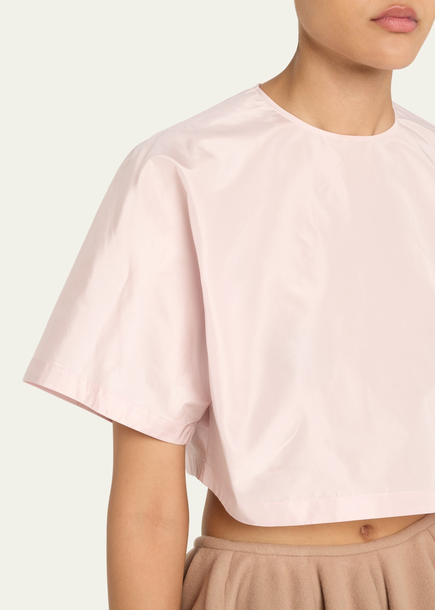 Cropped Silk Taffeta T-Shirt - 5