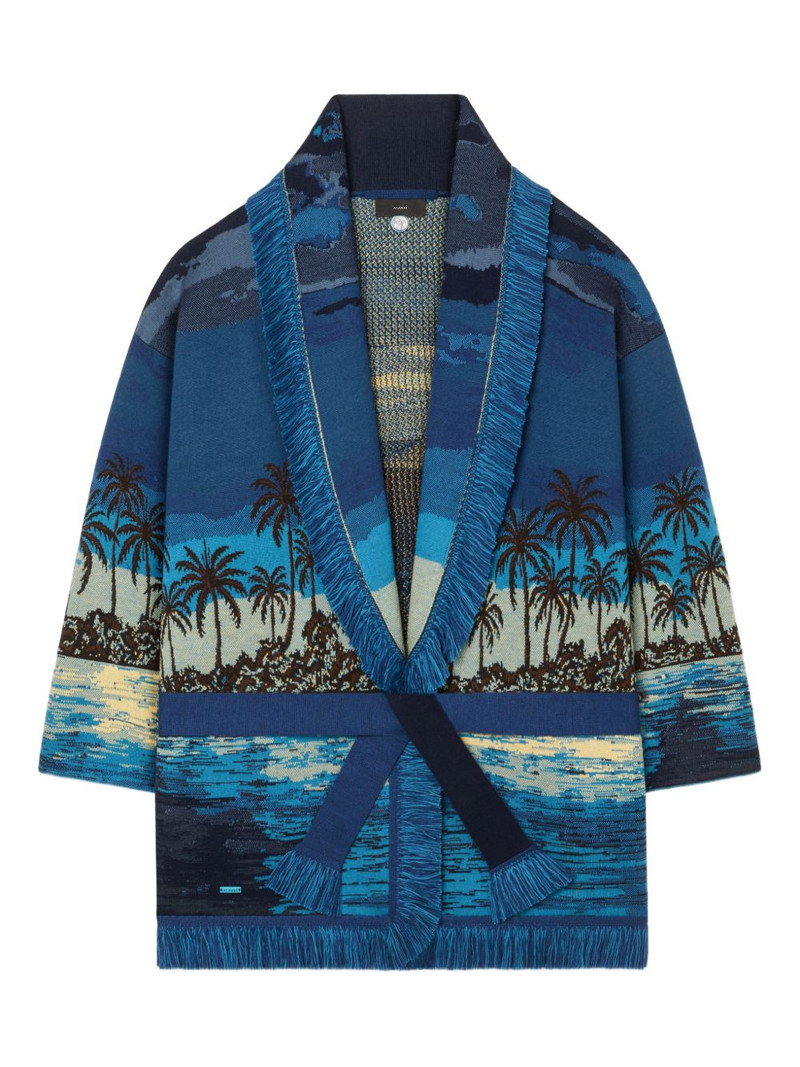 Lost in The Blue fringed belted cardi-coat 1