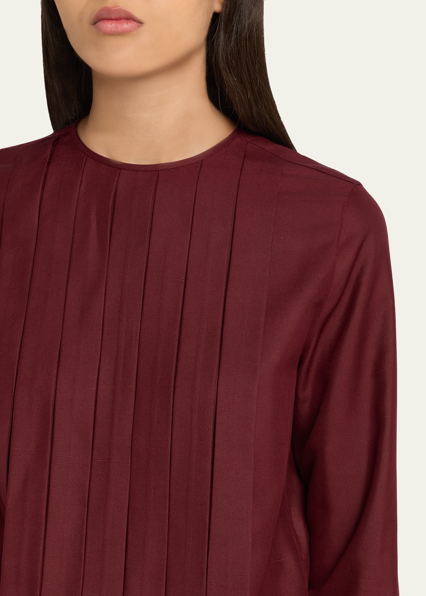 Rossana Pleated Light Shantung Silk Shirt - 5