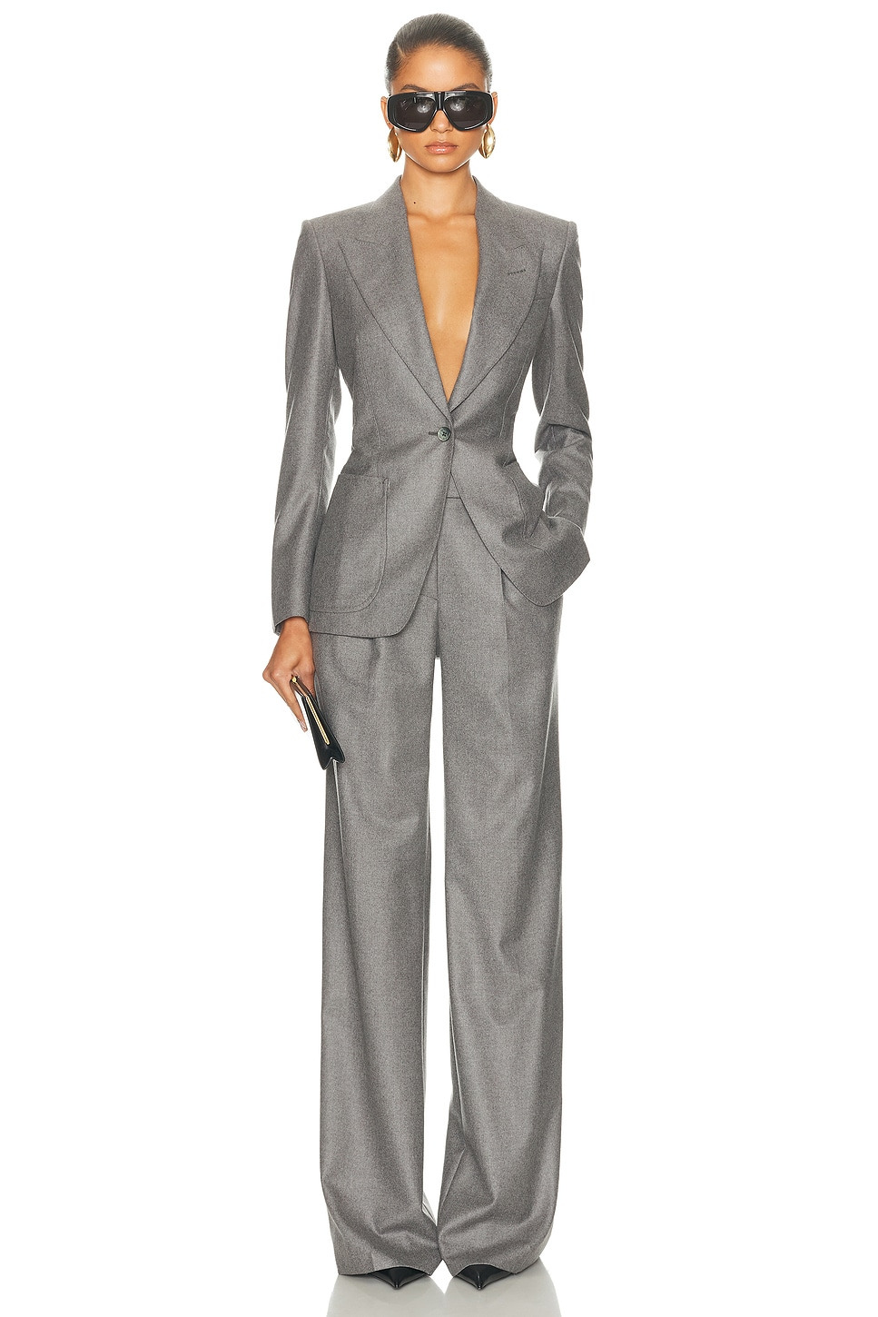 Tailored Cashmere Wide Leg Pant - 5