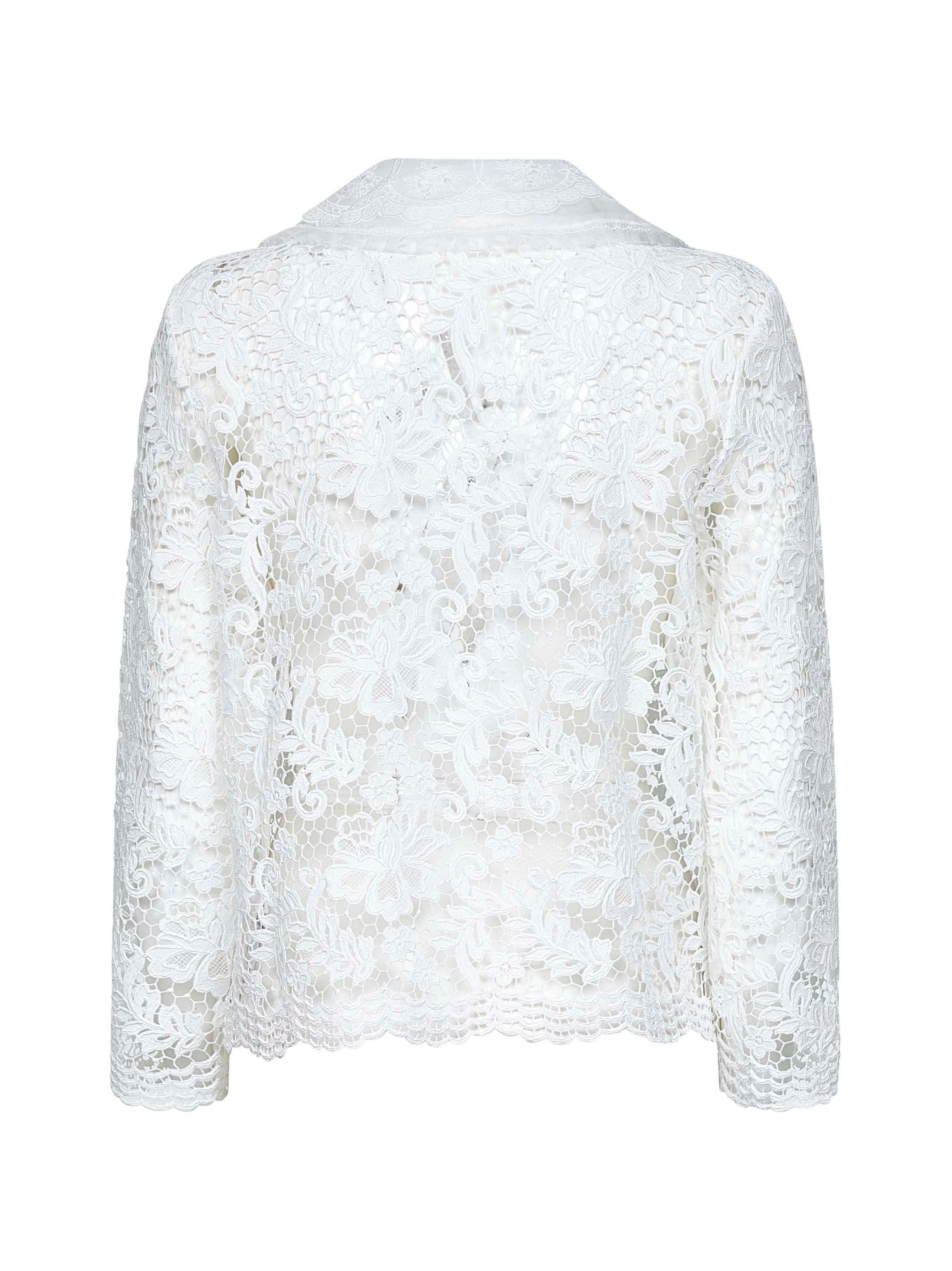 White lace bow brooch blouse - 2