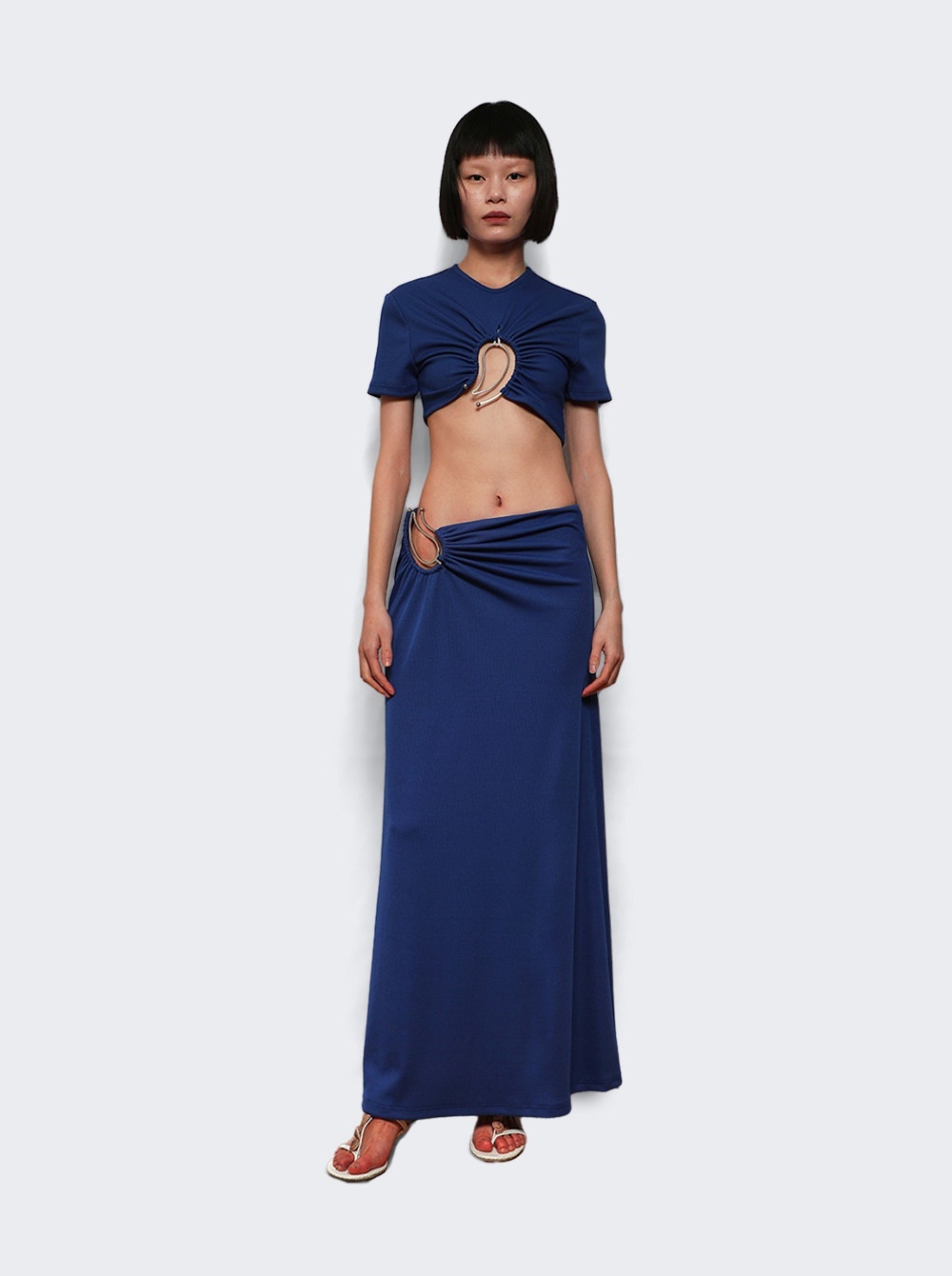 Paisley Ruched Crop Tee Yves Blue - 5