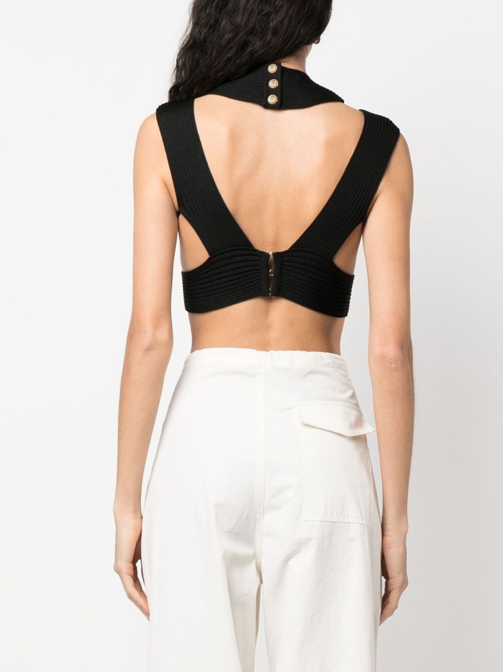 cut-out ribbed cropped top - 4