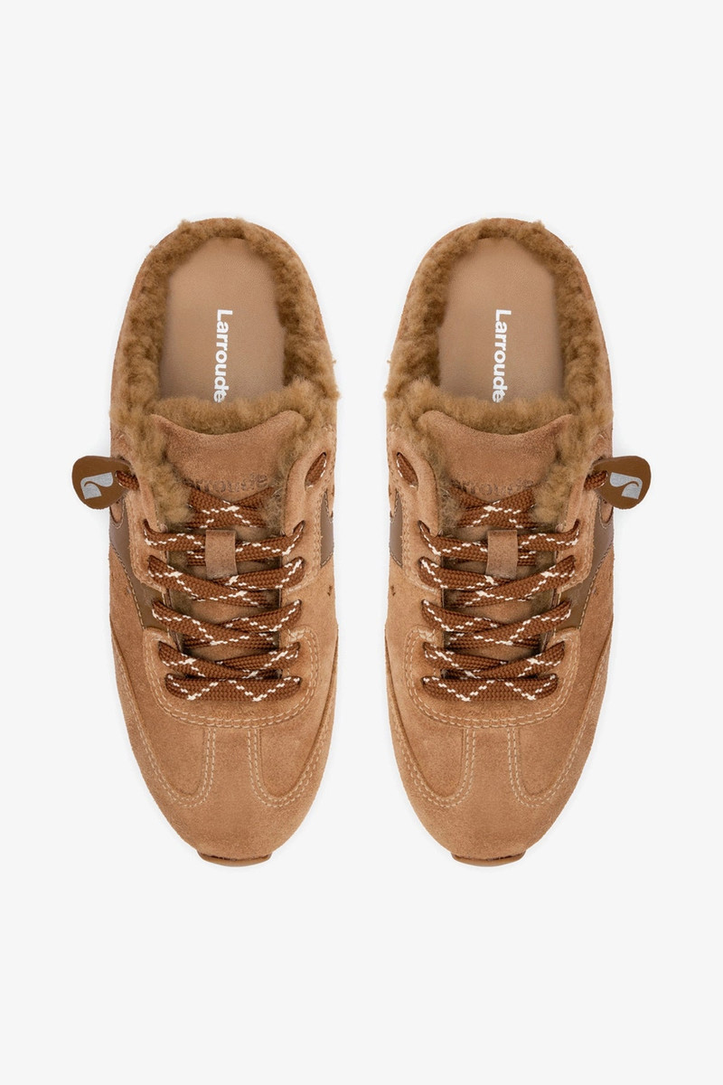 Stella Mule In Peanut Suede And Natural Shearling 7