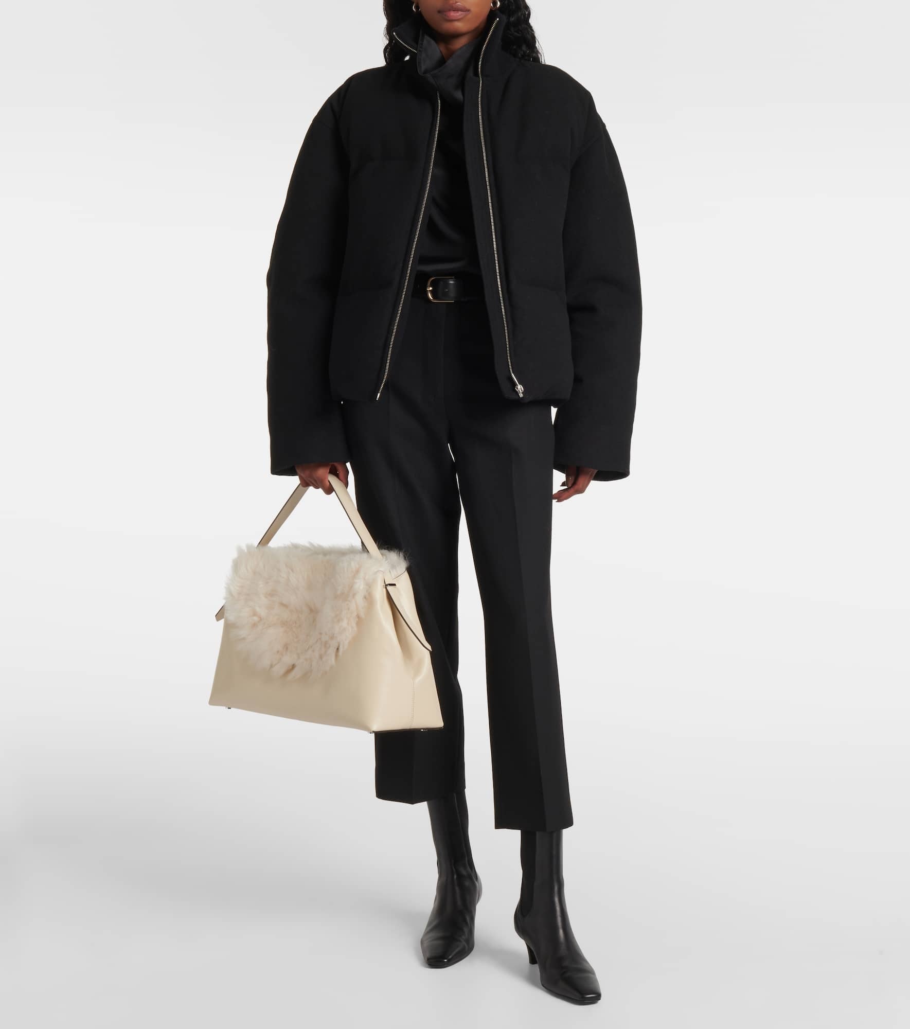 T-Lock Large shearling-trimmed shoulder bag - 5