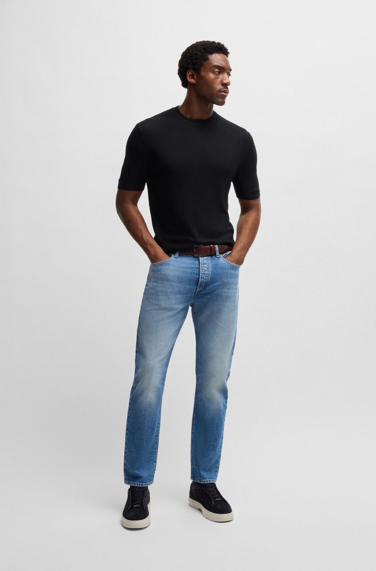 SILK SWEATER WITH KNITTED STRUCTURE - 4