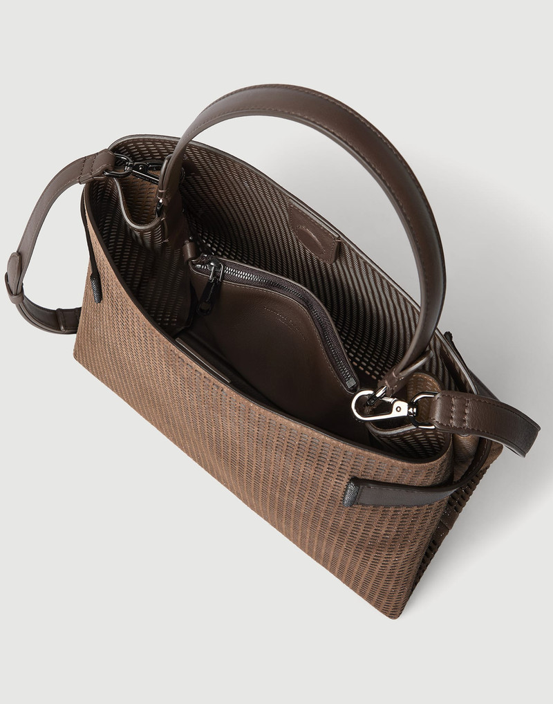 Essence top-handle bag in sparkling net leather with monili 5