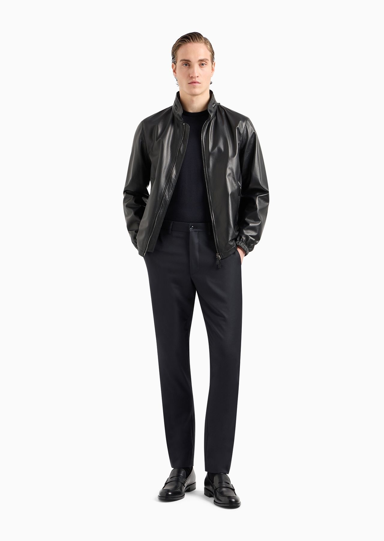 Flat-front trousers in wool and cashmere gabardine - 4