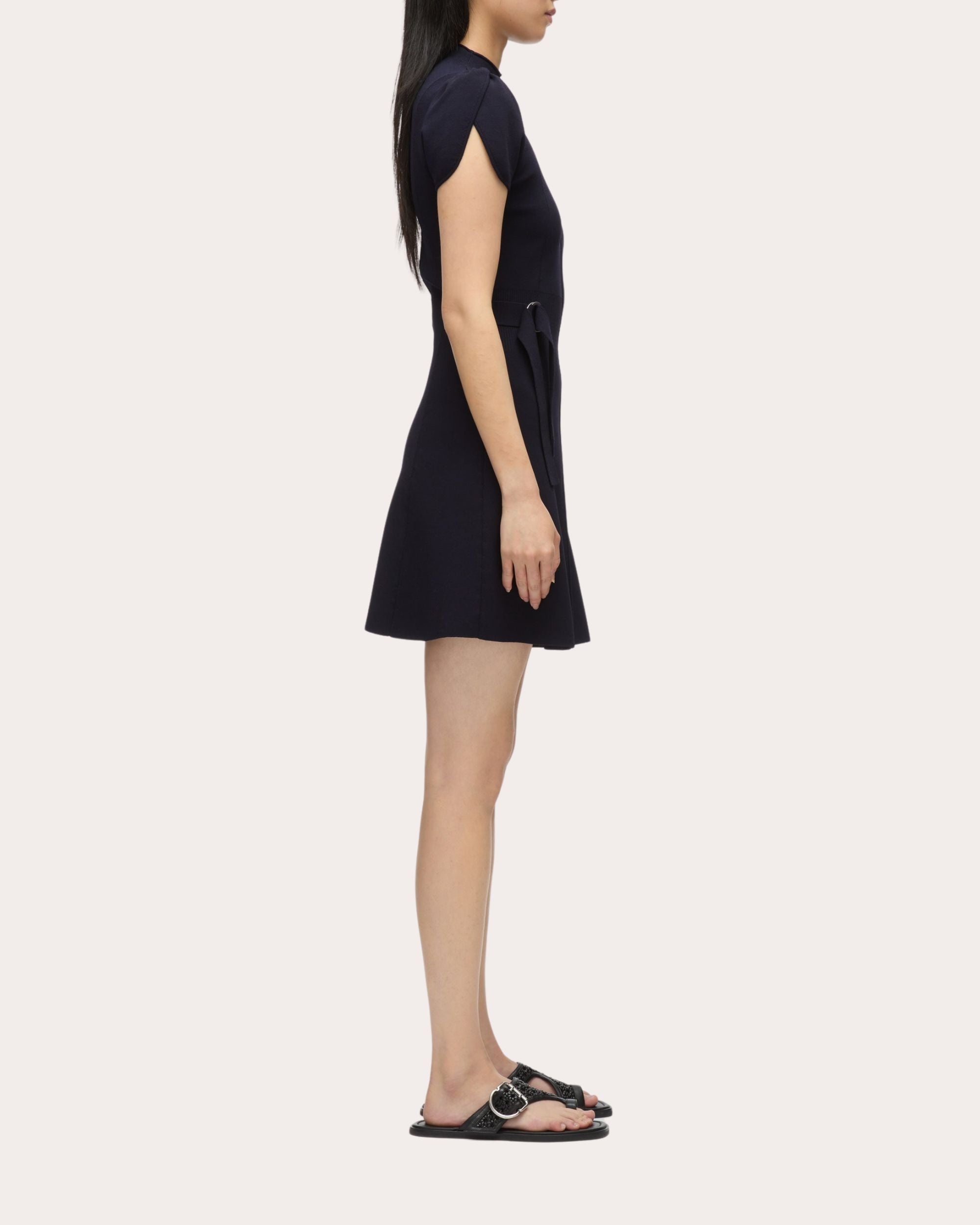 Compact Rib Tulip-Sleeve Mini Dress - 3