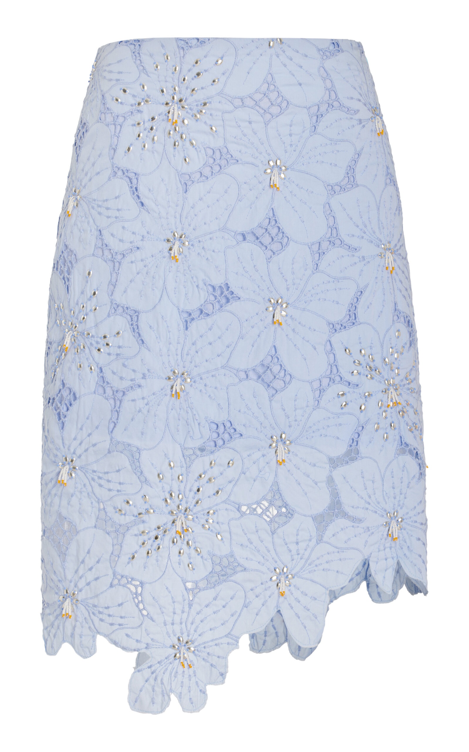 Constellation Embellished Floral Lace Midi Skirt blue - 1