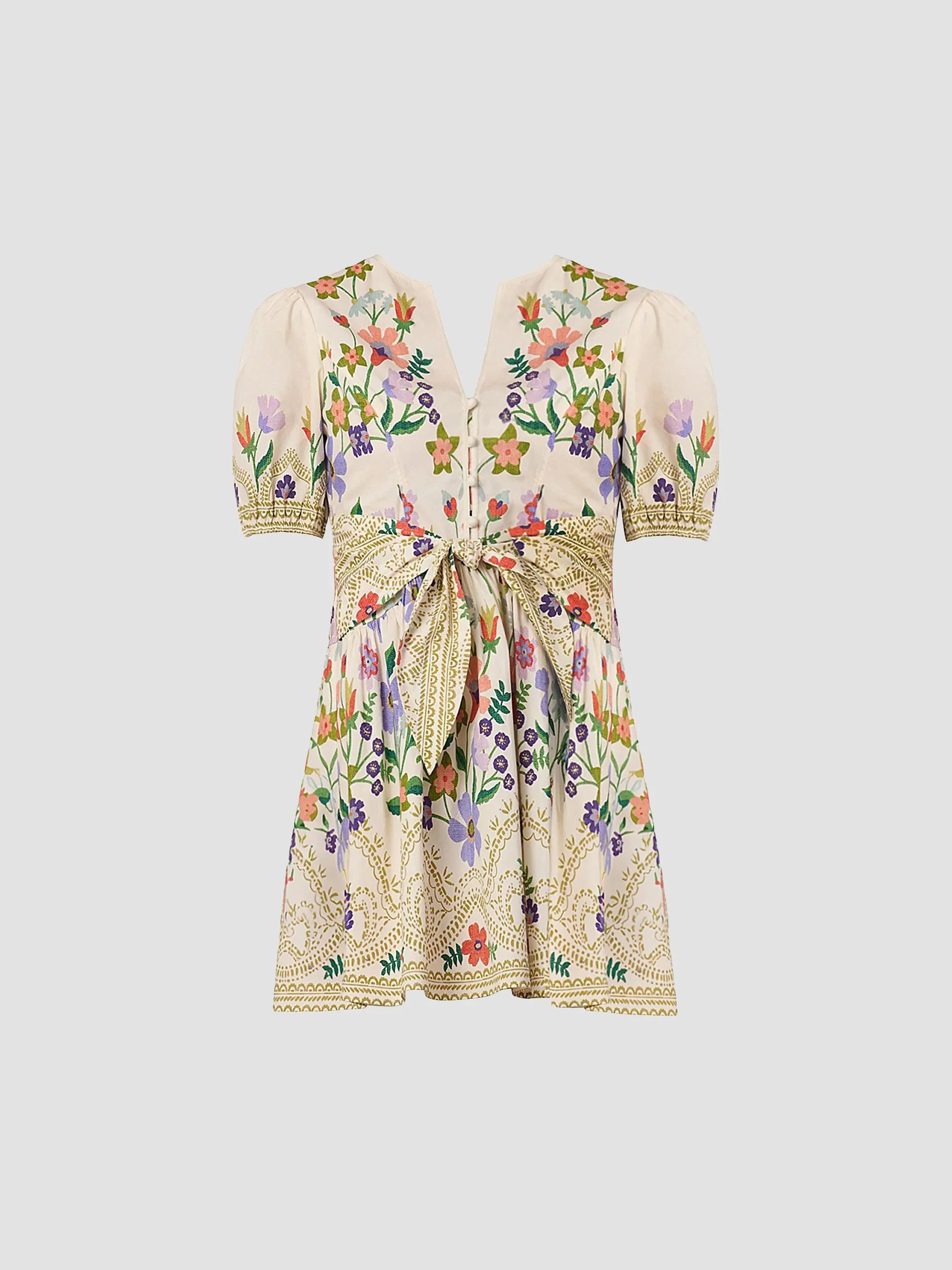 Women's Tinsley Floral Tie Waist Minidress - Lilac Tangerine Sand - 1