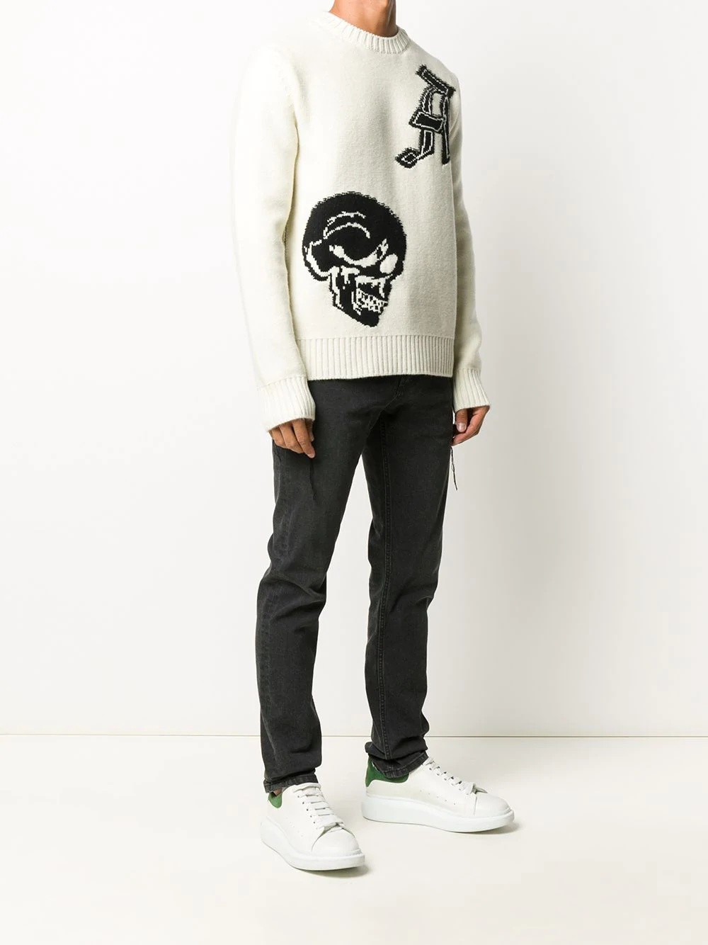 skull and logo crew neck jumper - 3