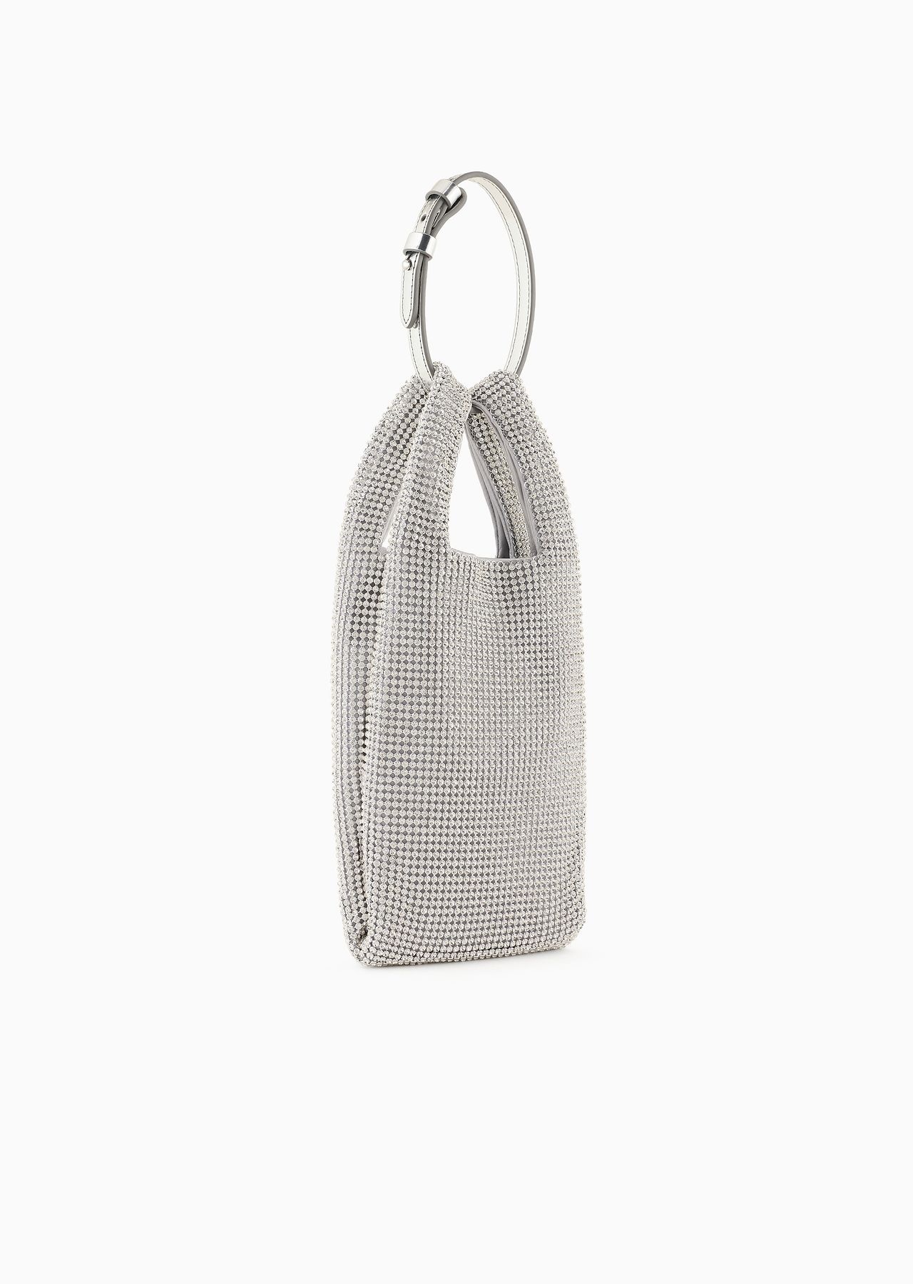 Metallic mesh mobile phone mini bag with rhinestones - 2