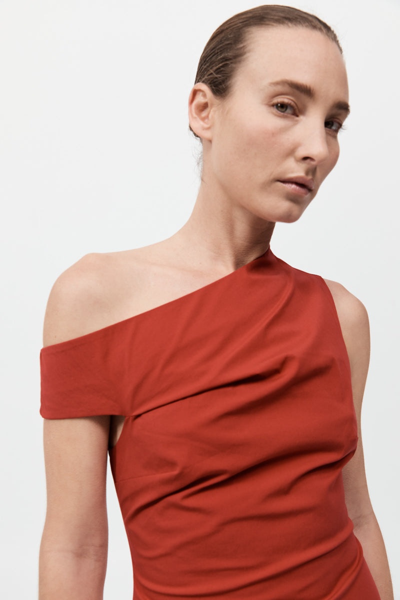 Soft Sculptural Mini Dress - Rosso - 5