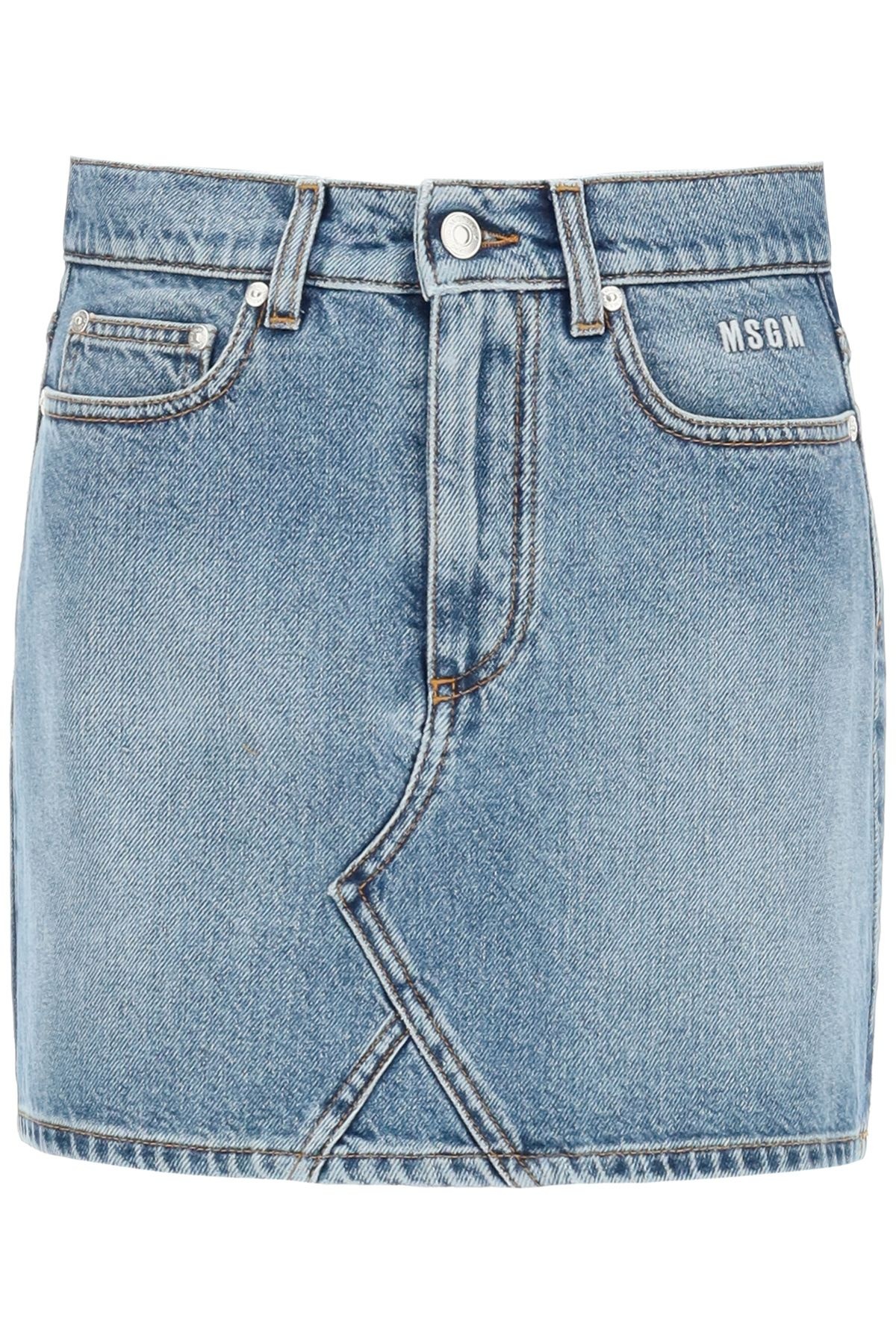 DENIM MINI SKIRT WITH LOGO - 1