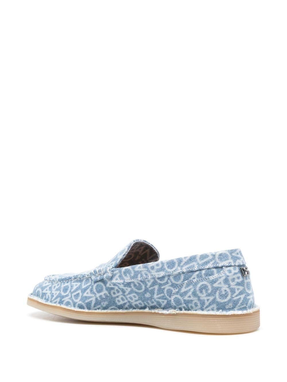 logo-print denim loafers - 3