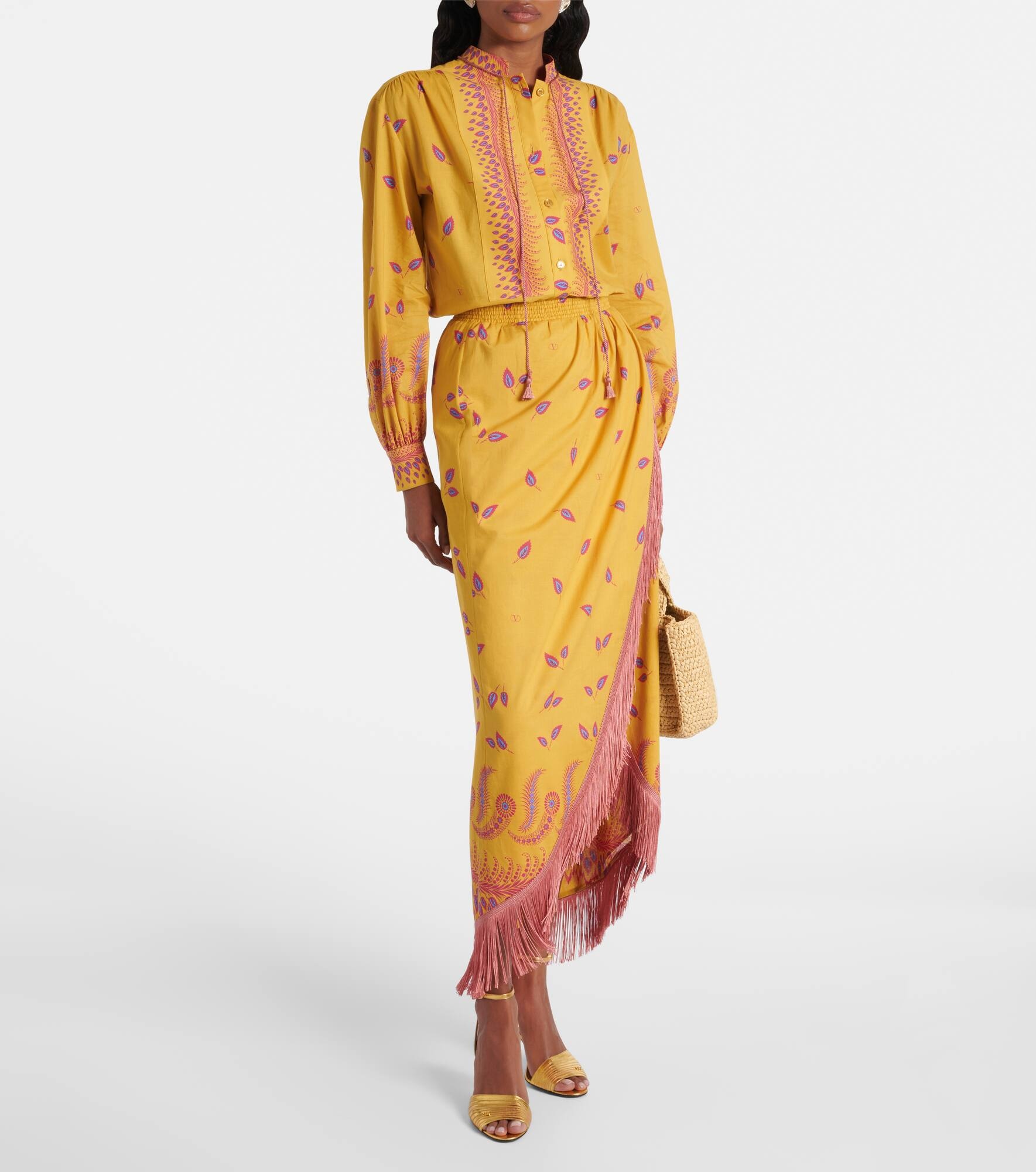 Printed cotton midi skirt - 6