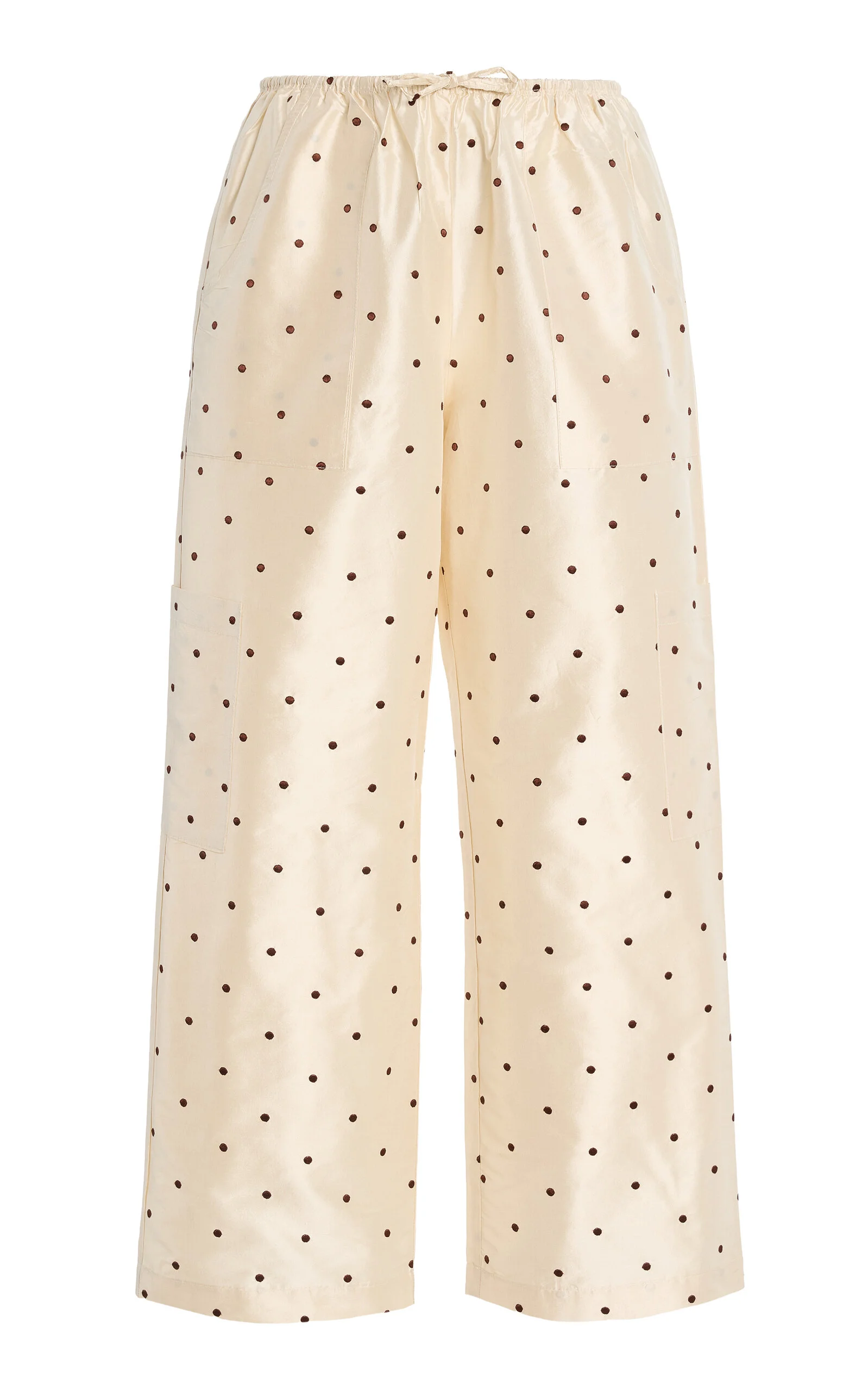 The Polka-Dot Silk Taffeta Cargo Pants ivory - 1