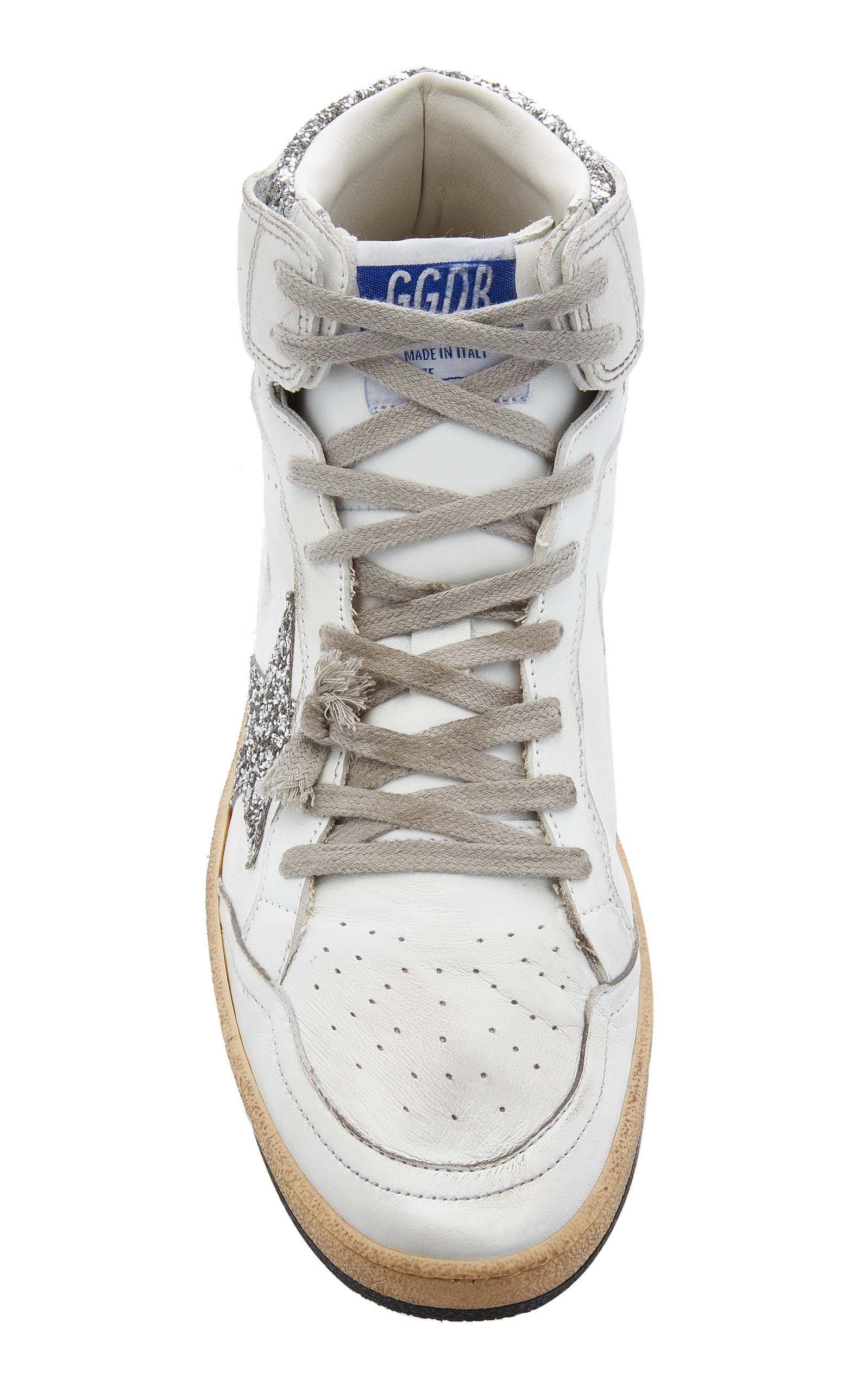 Sky Star Glitter-Embellished Leather Sneakers white - 3