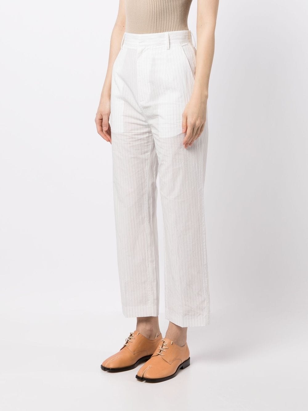 pinstripe cropped trousers - 3