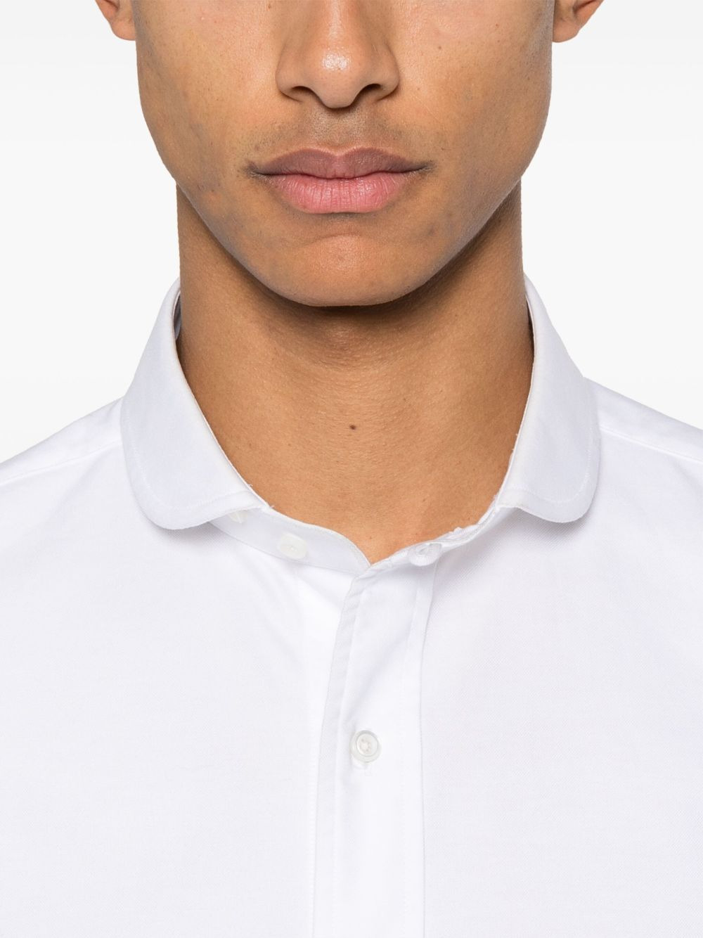 embroidered shawl-collar shirt - 5