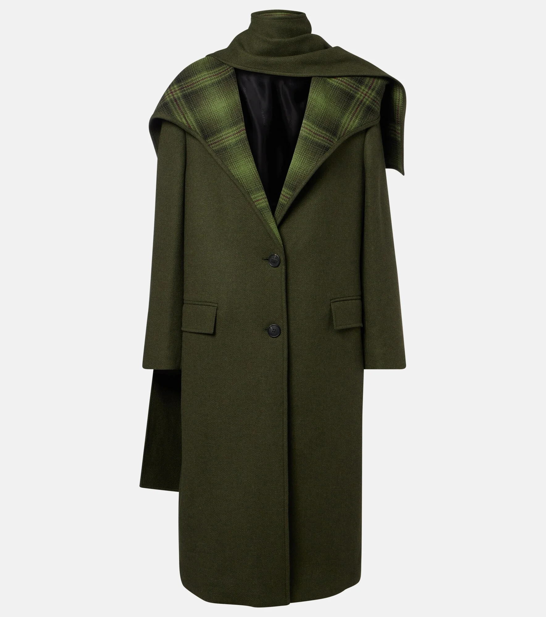 Scarf-detail wool-blend coat - 1